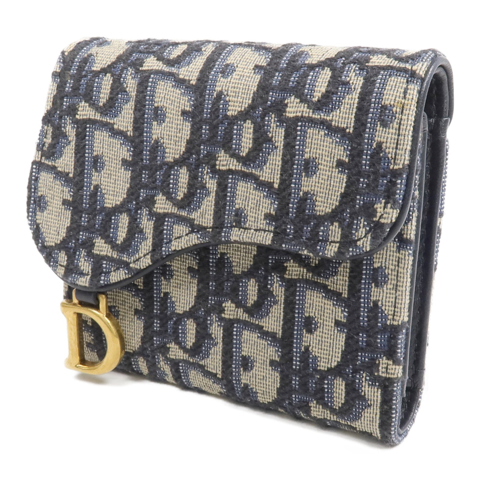 Dior 帆布Saddle Lotus Wallet金扣錢包