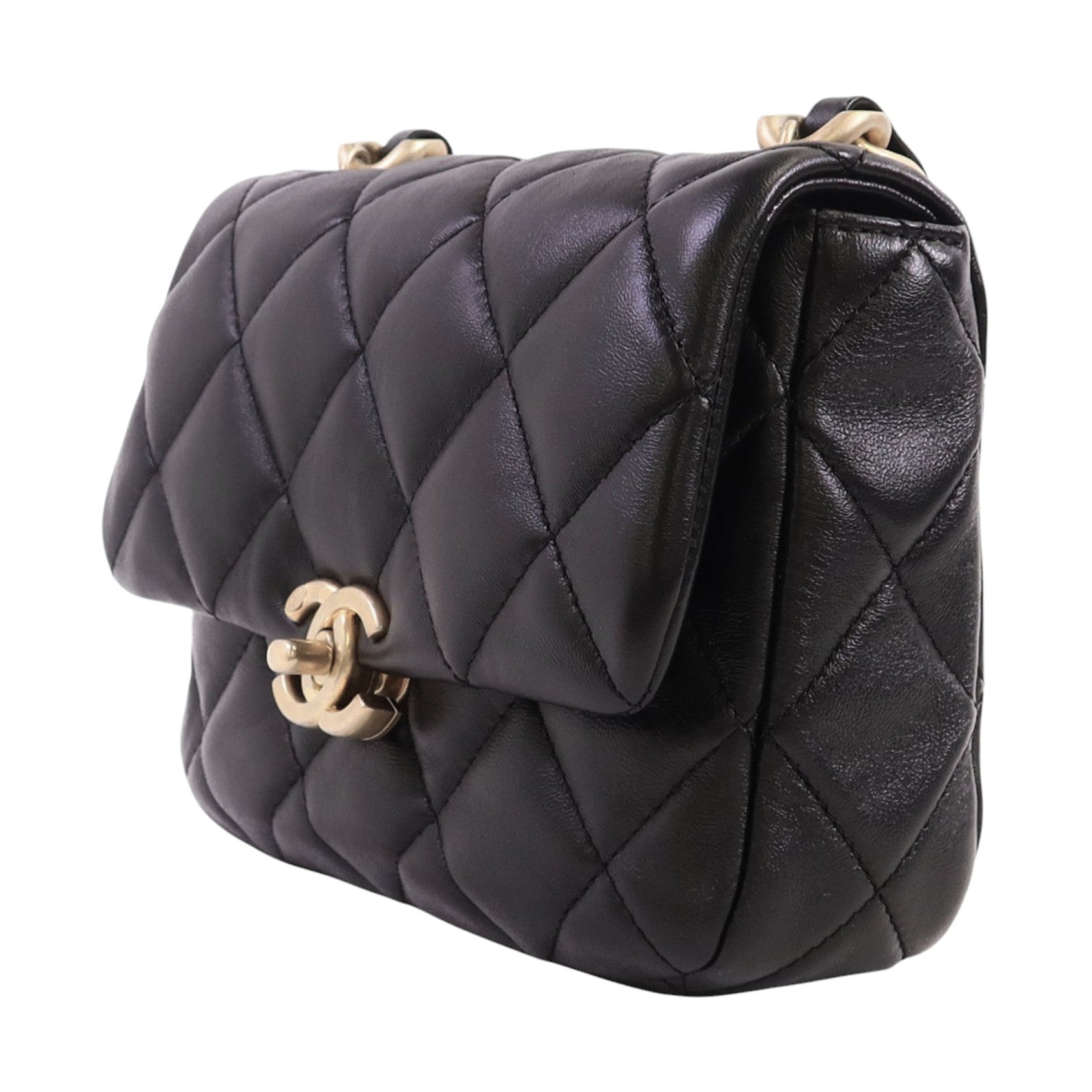 CHANEL 【激減優惠】羊皮皮革Chain Shoulder金扣鏈帶肩背袋