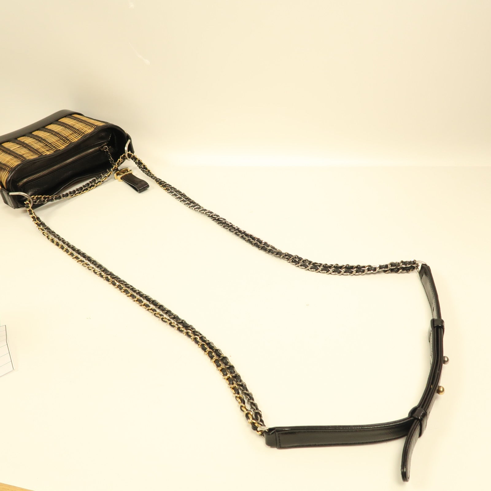 CHANEL CC Gabrielle Small Shoulder Bag Rattan Black/Brown