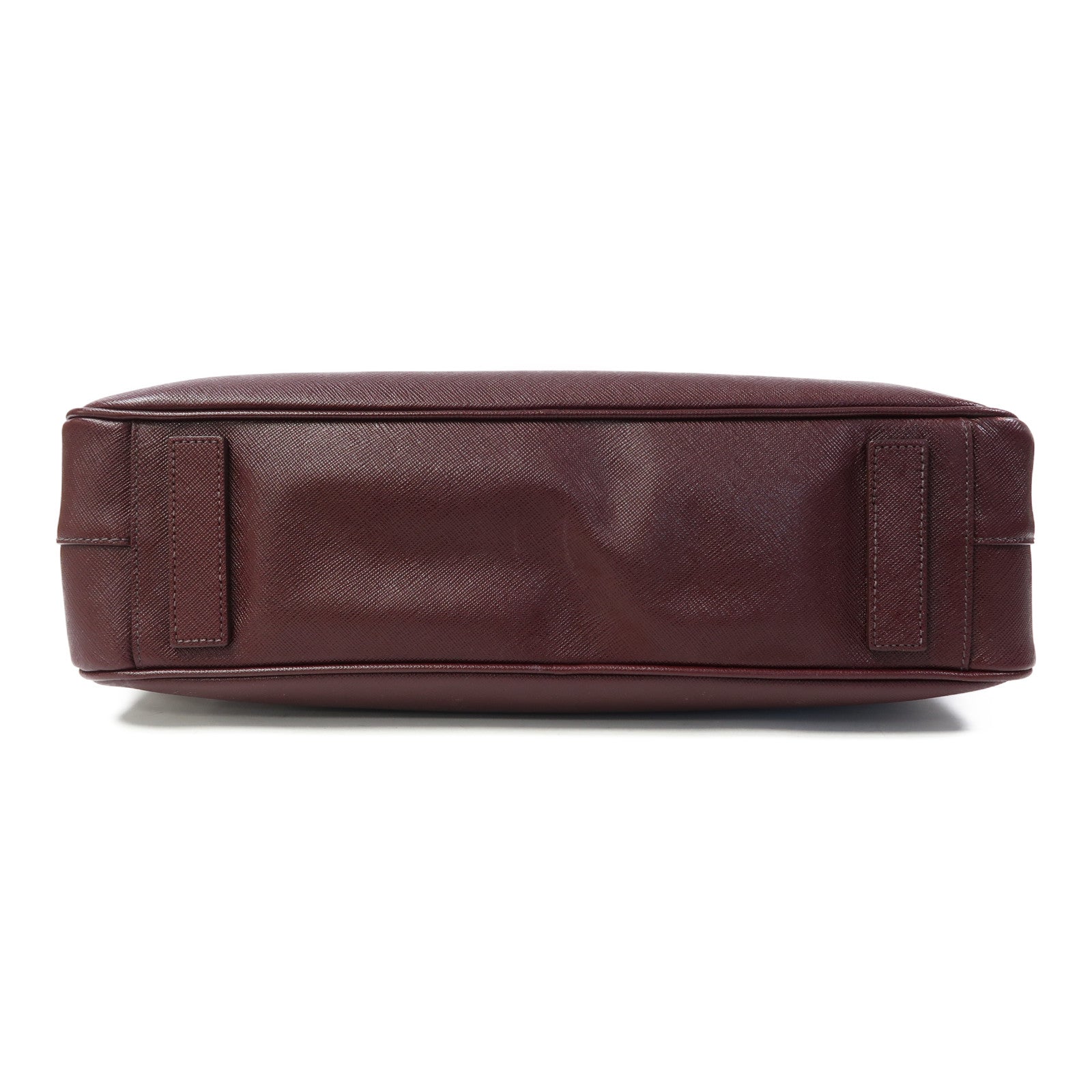 PRADA Saffiano皮革Briefcase Bag銀扣公事包酒紅色