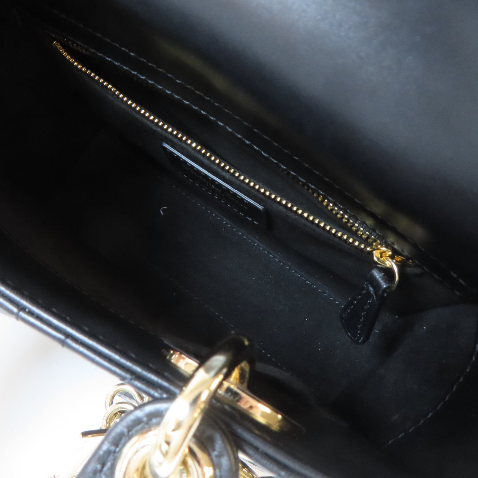 Dior 羊皮皮革Lady Dior金扣手挽肩背兩用袋黑色