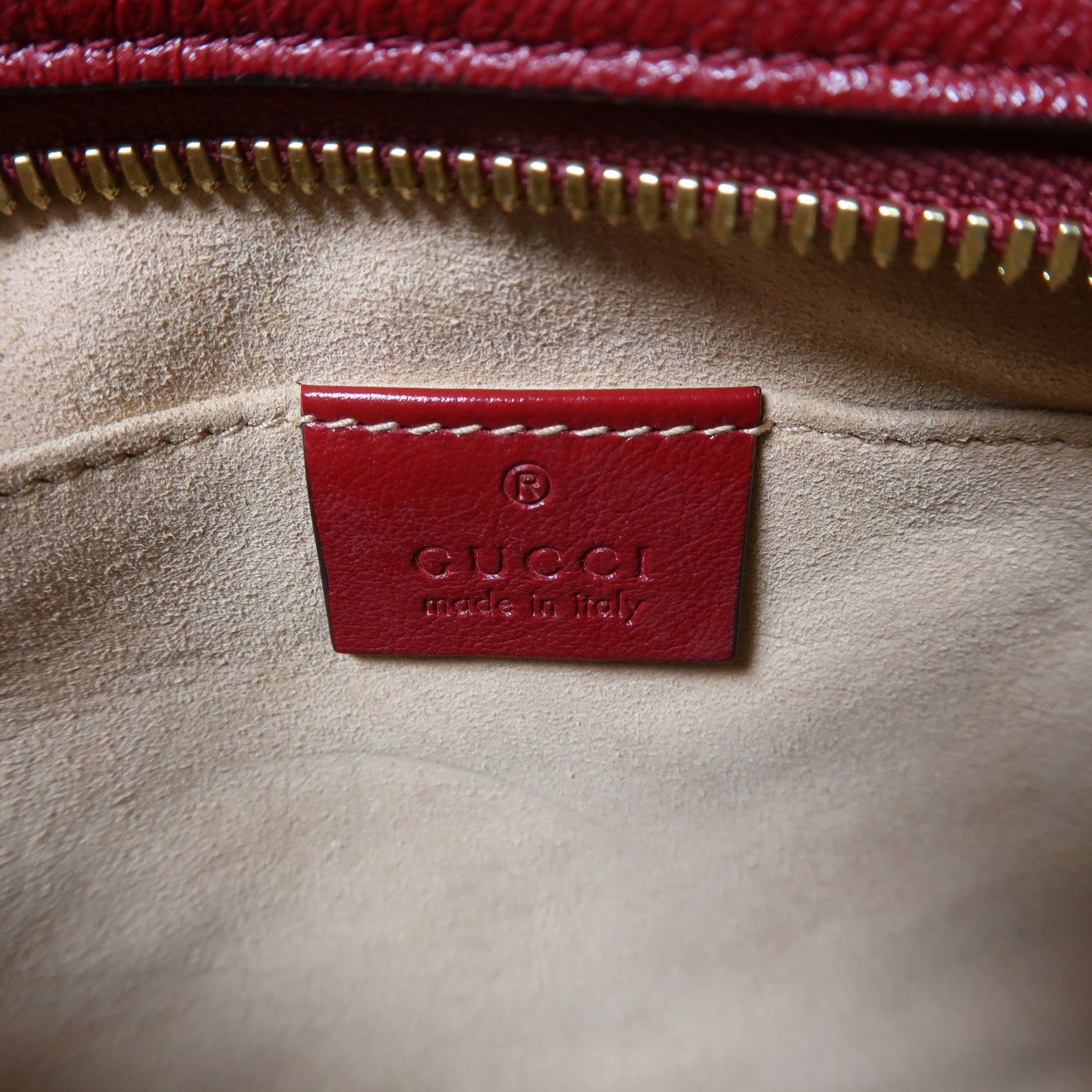 GUCCI 帆布/牛皮皮革Shoulder Bag金扣肩背袋啡色/紅色