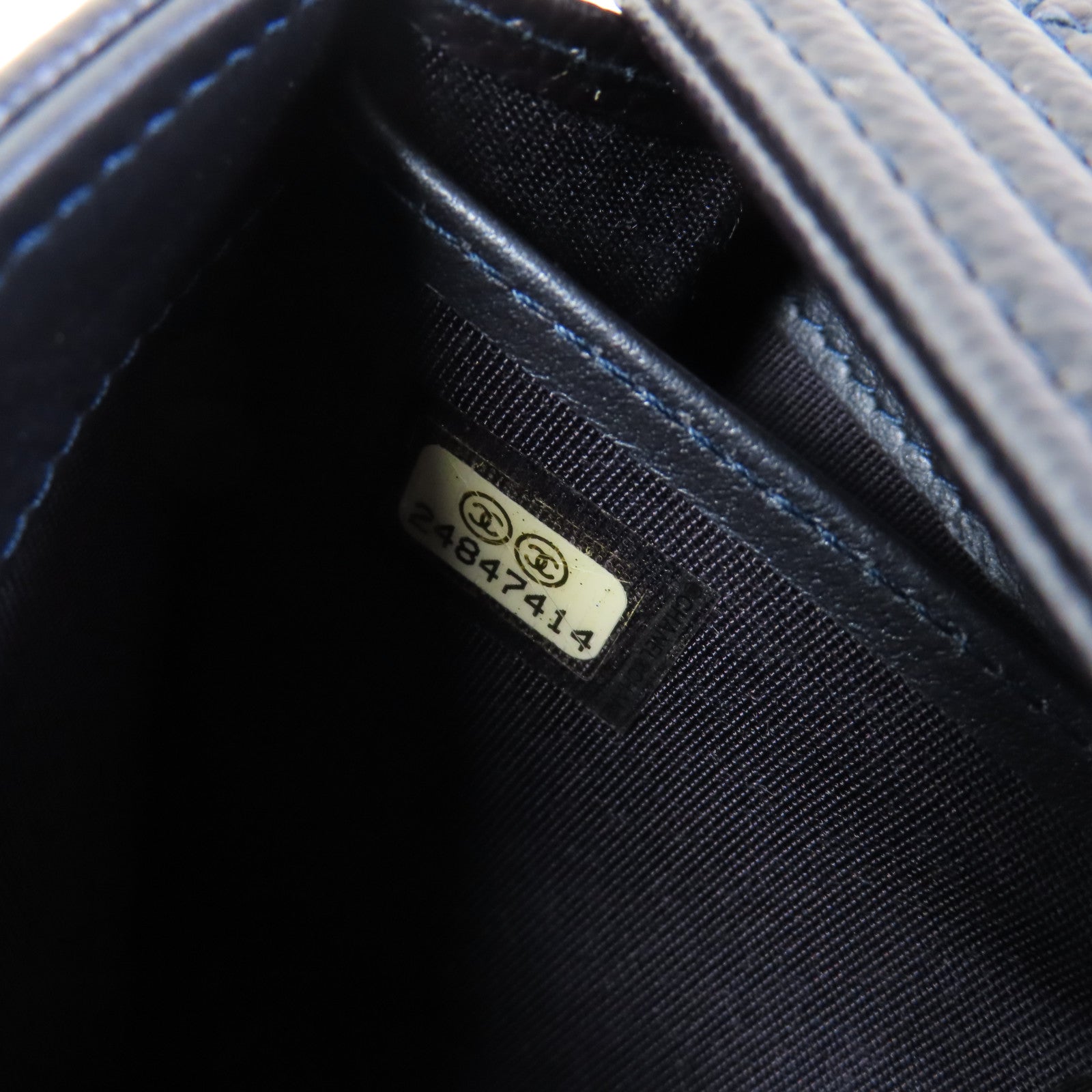 CHANEL Blue Boy Long Wallet Caviar Leather Blue