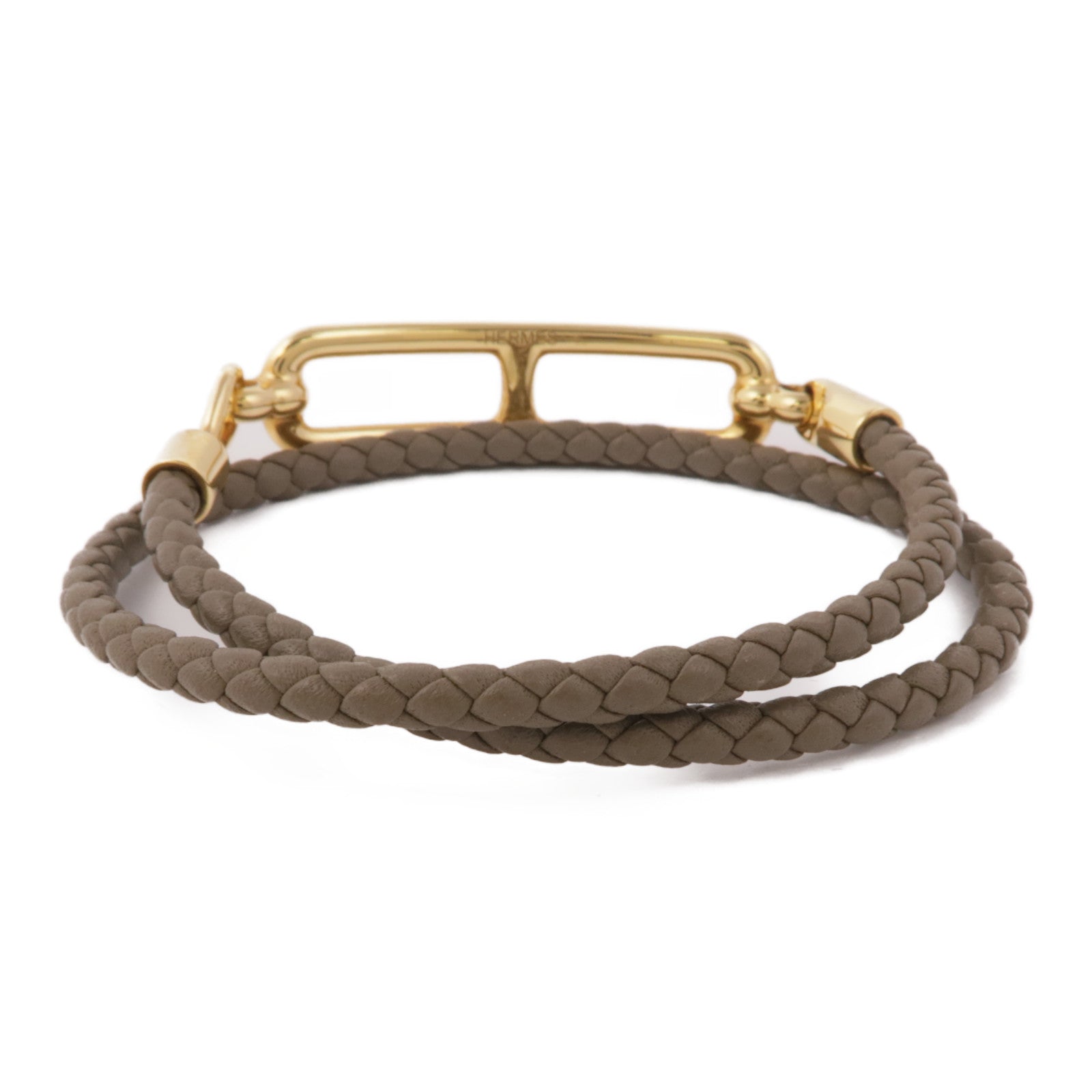 HERMES Swift皮革Roulis Double Tour Bracelet金扣手鏈
