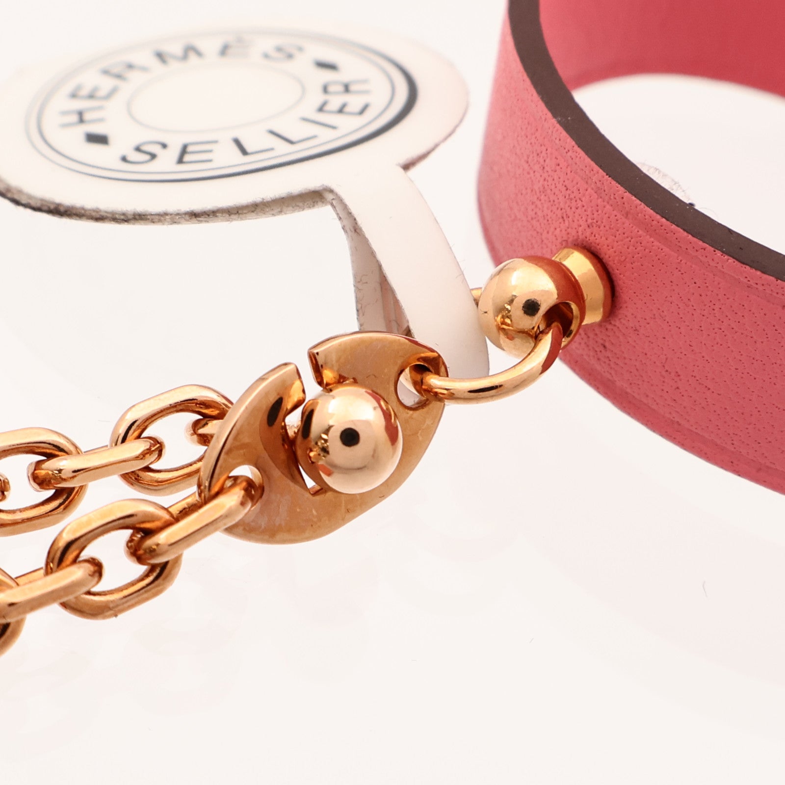 HERMES Swift皮革Kelly Golves Clip金扣掛飾Rose Azalee
