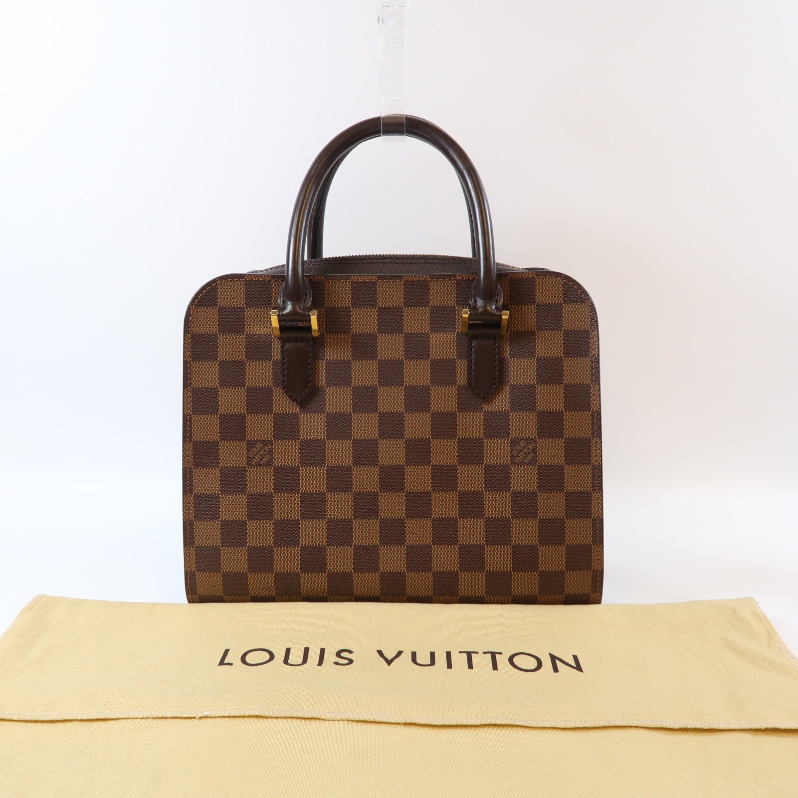 LOUIS VUITTON Damier Triana金扣手挽袋啡色