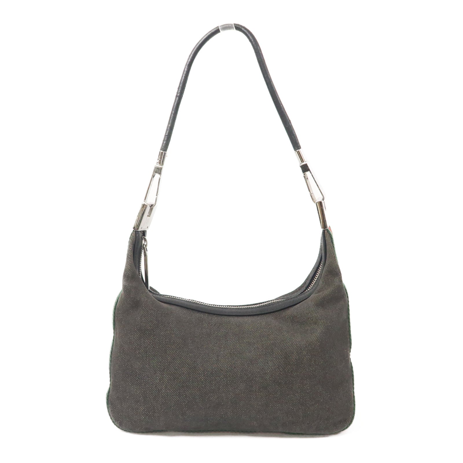GUCCI 帆布Shoulder Bag銀扣肩背袋黑色