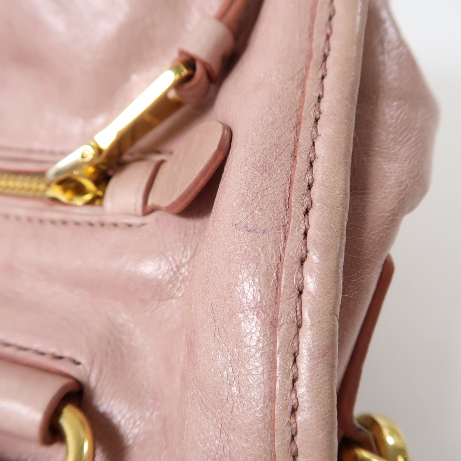 Miu Miu 牛皮皮革2 Way Shoulder金扣手挽肩背兩用袋粉紅色