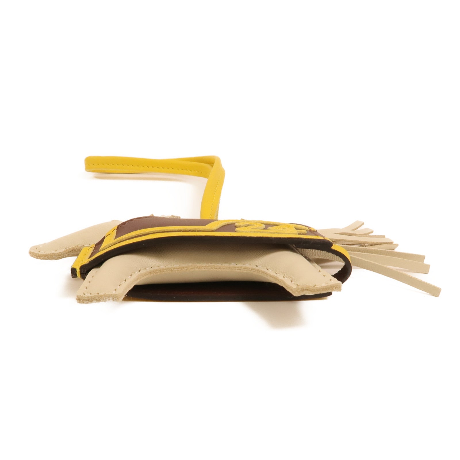 HERMES Milo/Swift皮革Rodeo Robeo 24 PM掛飾Craie/Terre/Jaune De Naples