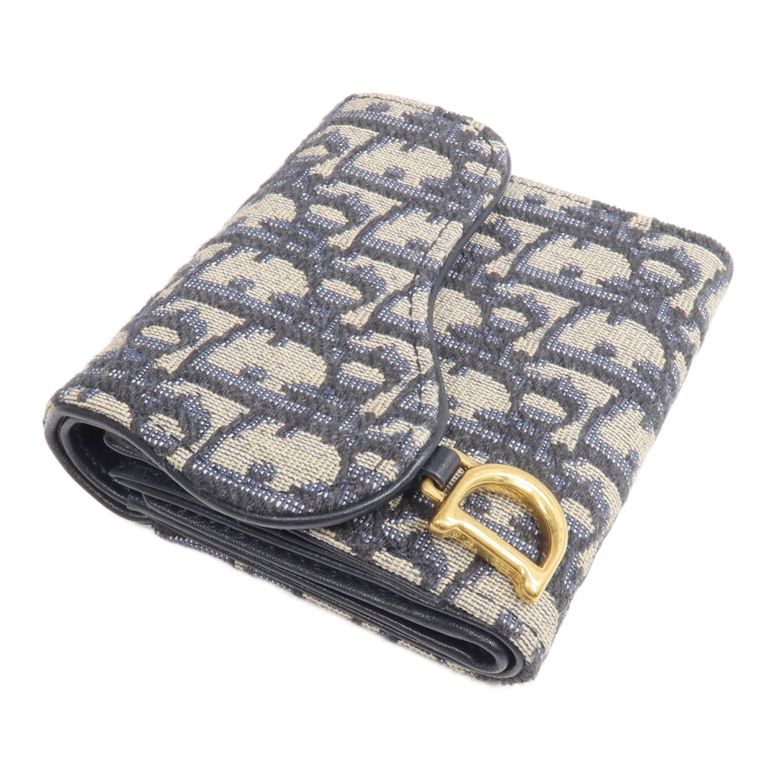 Dior 帆布Saddle Lotus Wallet金扣錢包