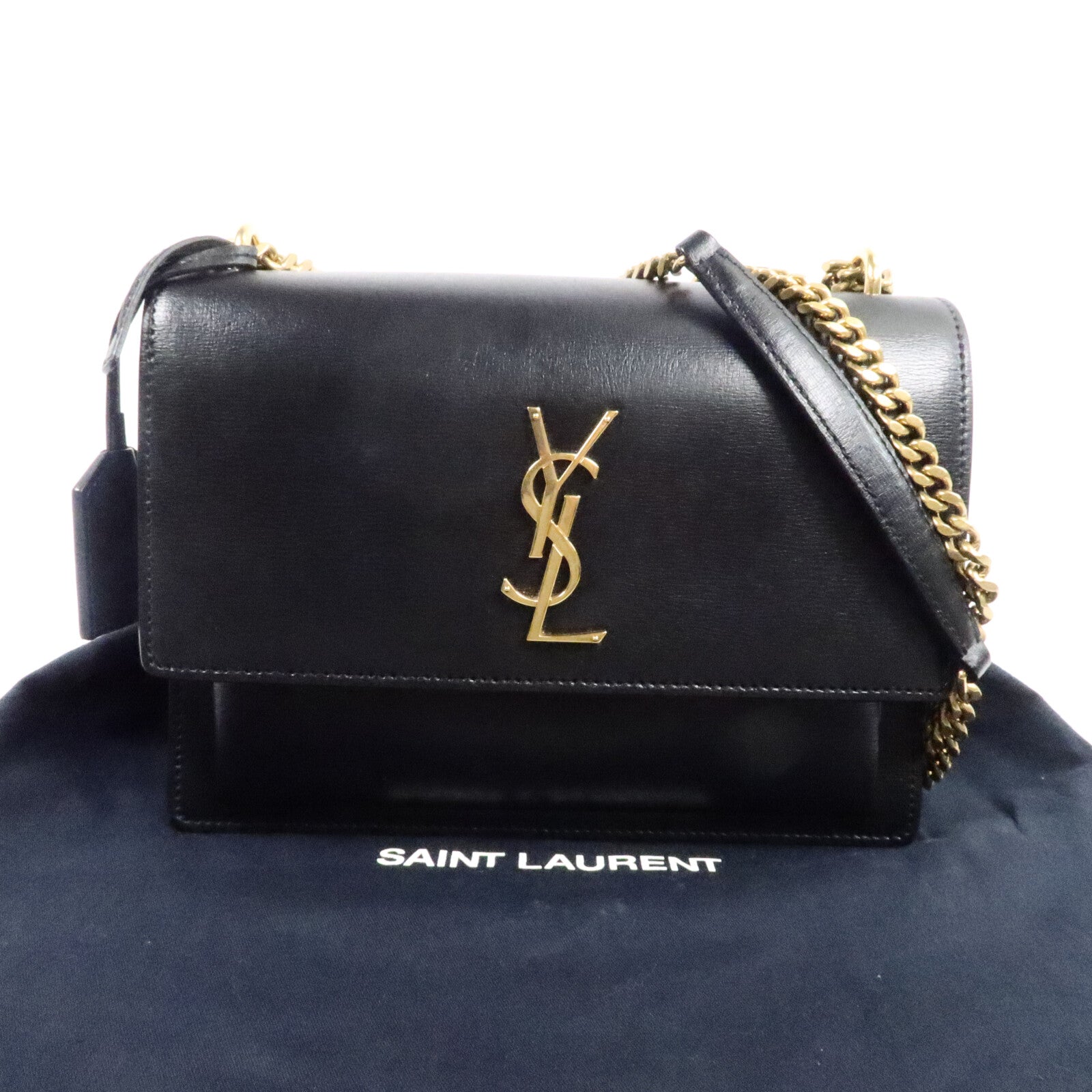 SAINT LAURENT 牛皮皮革Sunset Medium鏈帶肩背袋