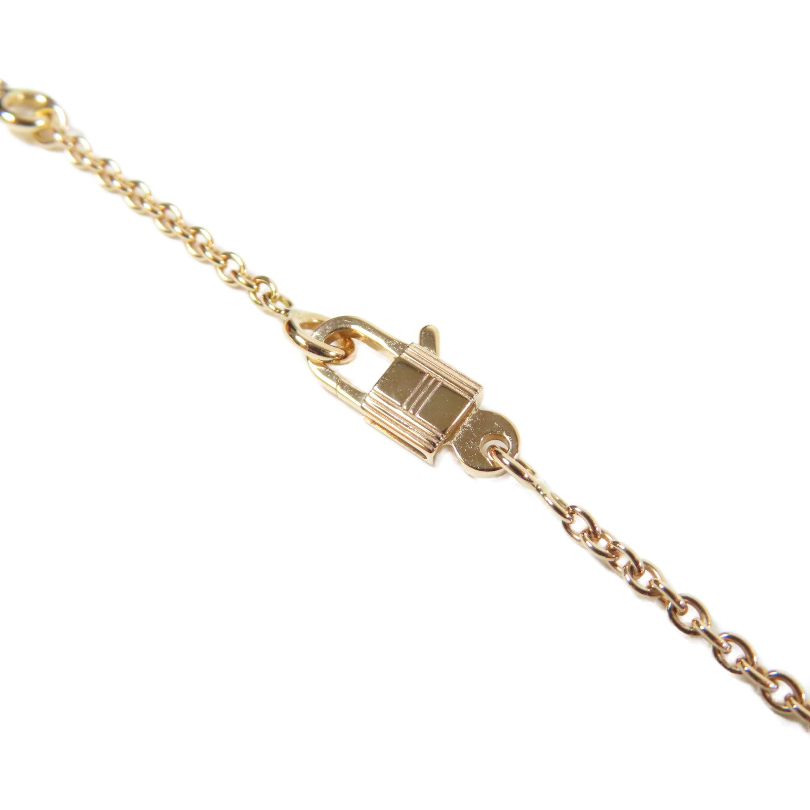 HERMES 18K玫瑰金Kelly Pendant項鍊金色/透明