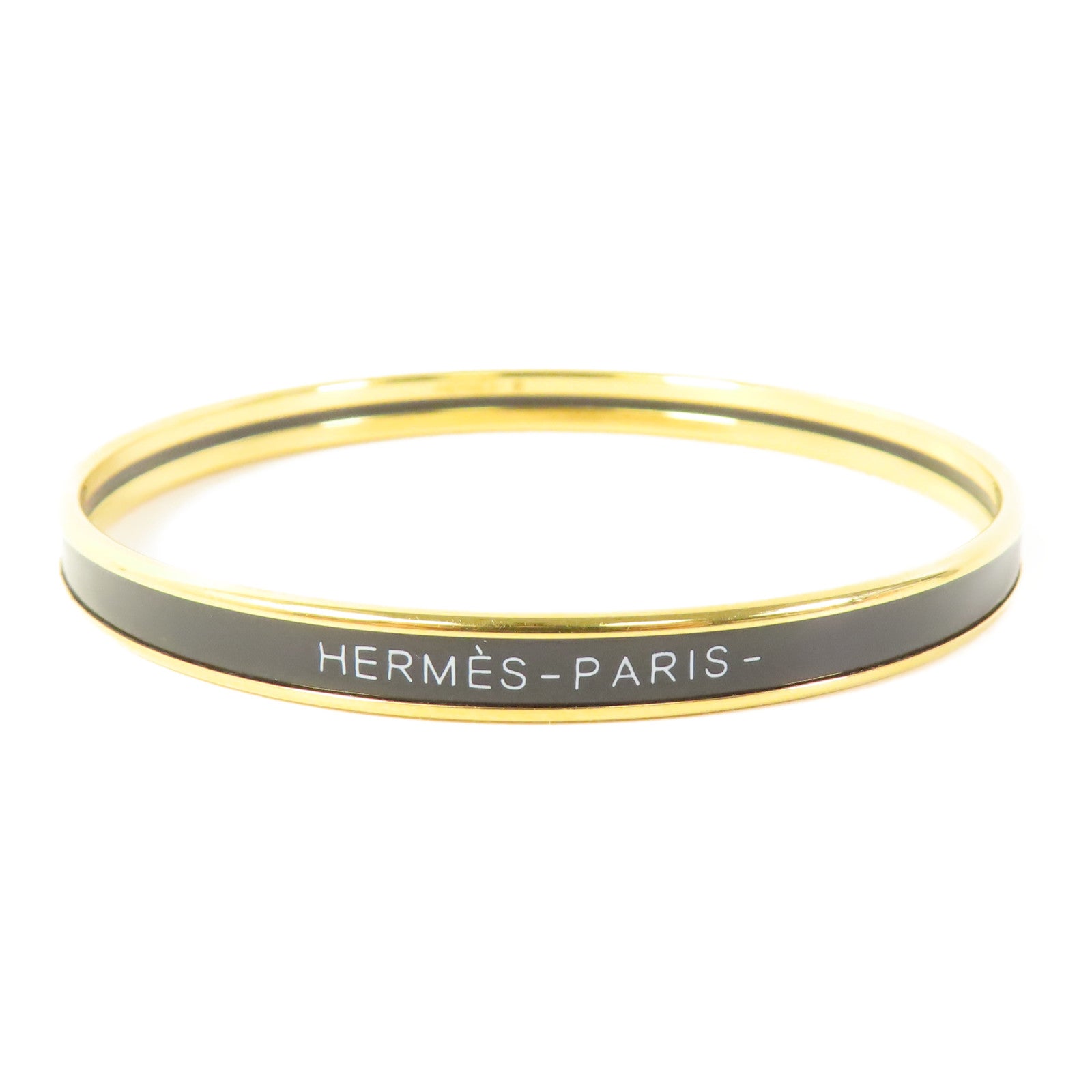 HERMES 琺瑯Uni Bangle手鐲黑色/金色