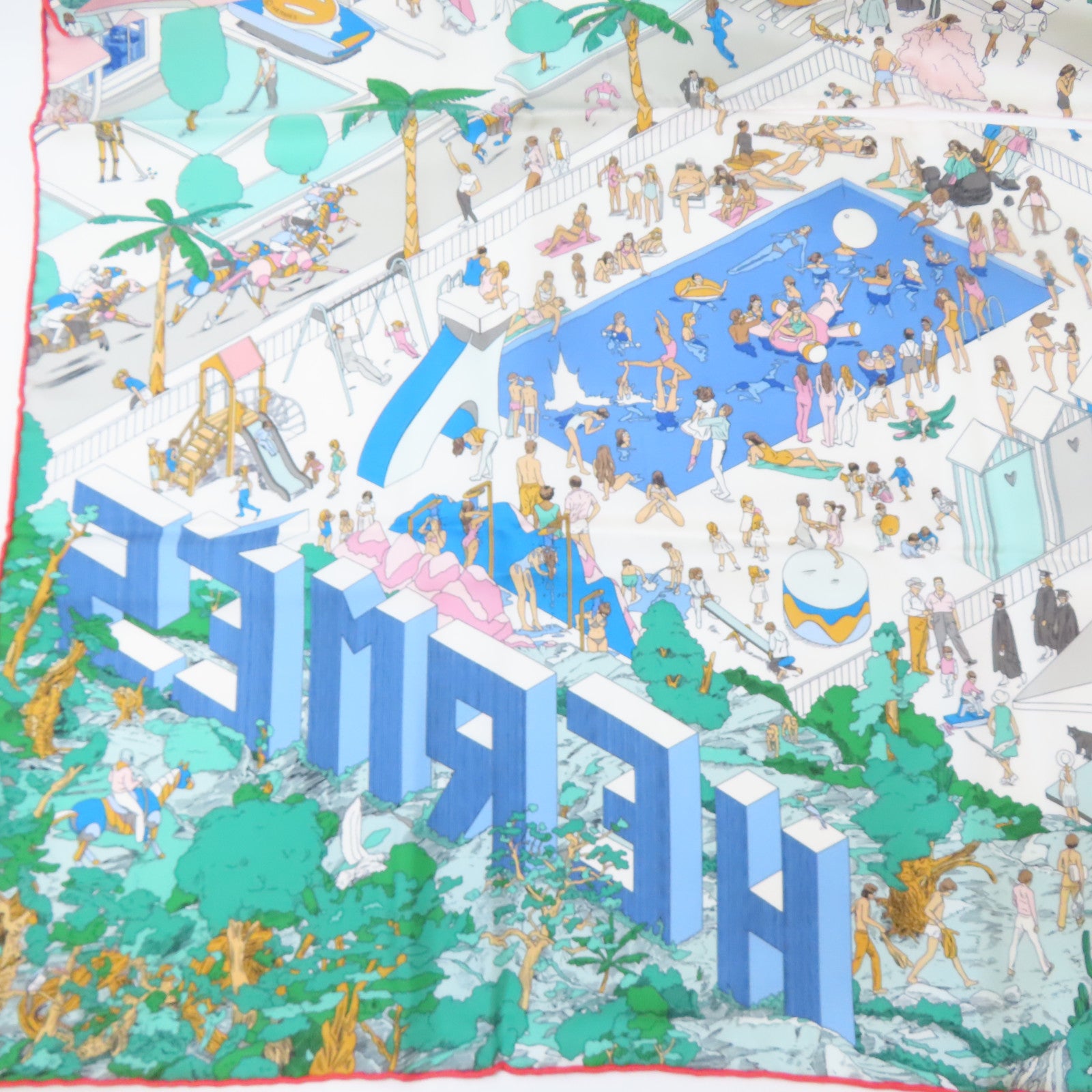 HERMES 絲質Dossard Scarf絲巾彩色