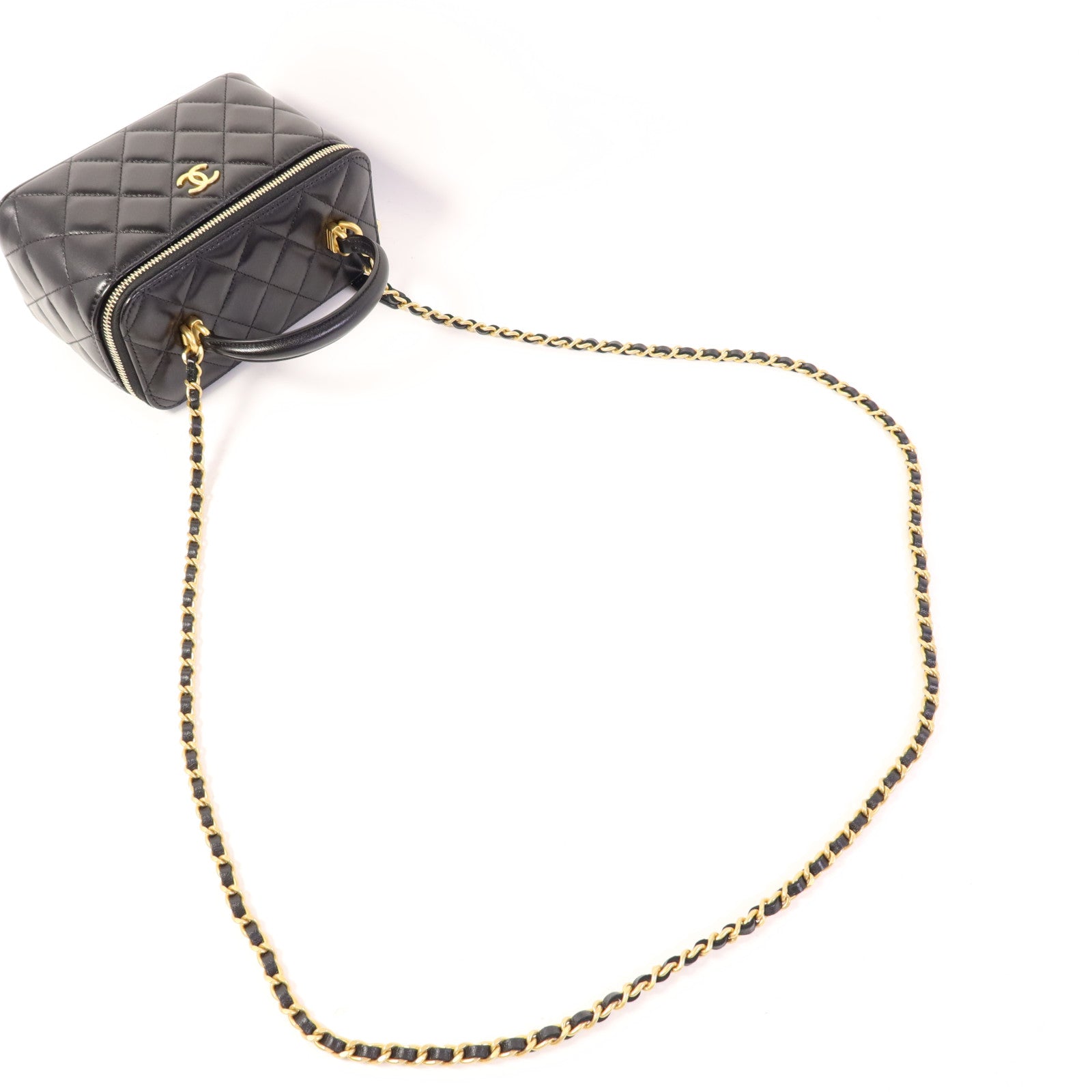 CHANEL 羊皮皮革Vanity Case金扣手挽肩背兩用袋