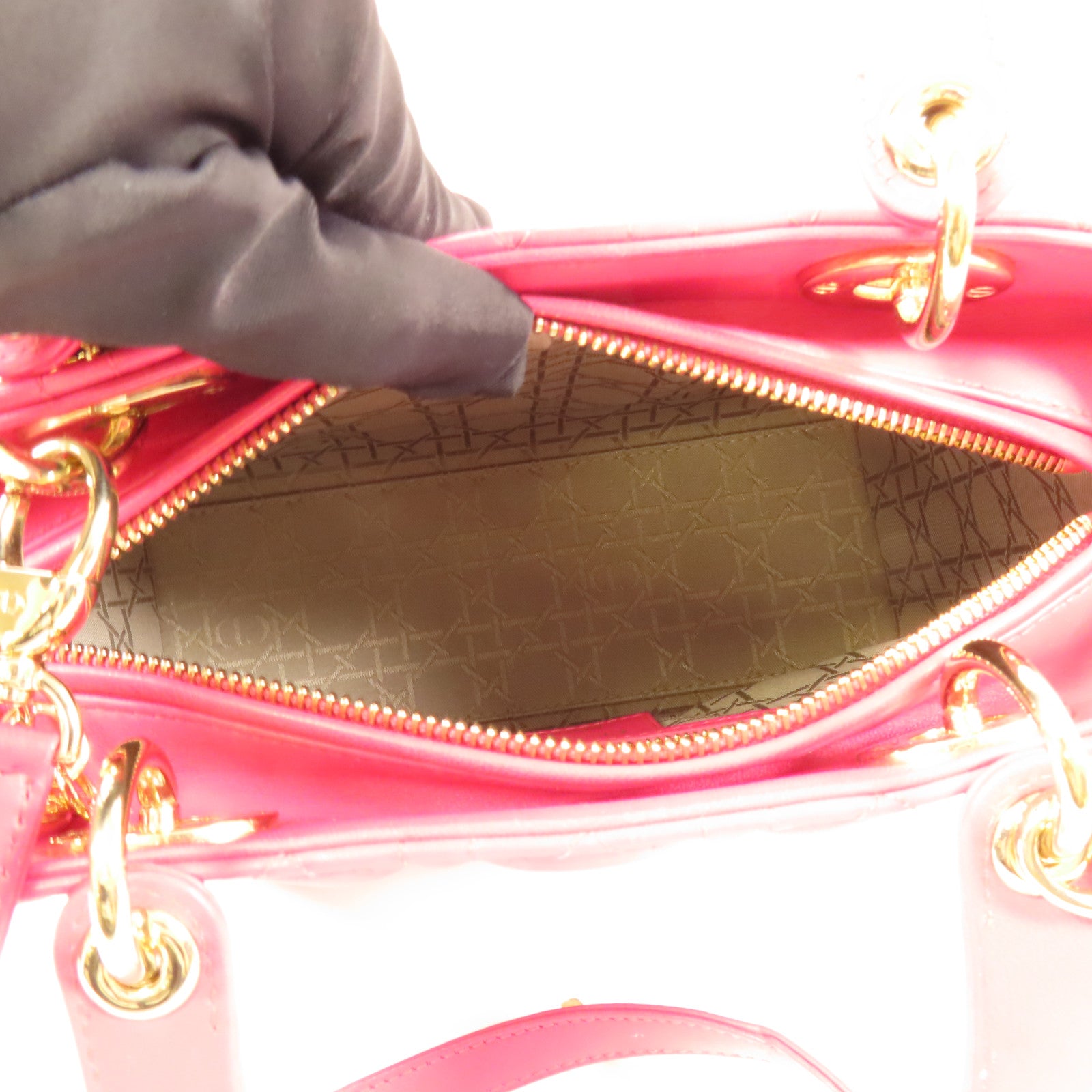 Dior 羊皮皮革Lady Dior金扣手挽肩背兩用袋