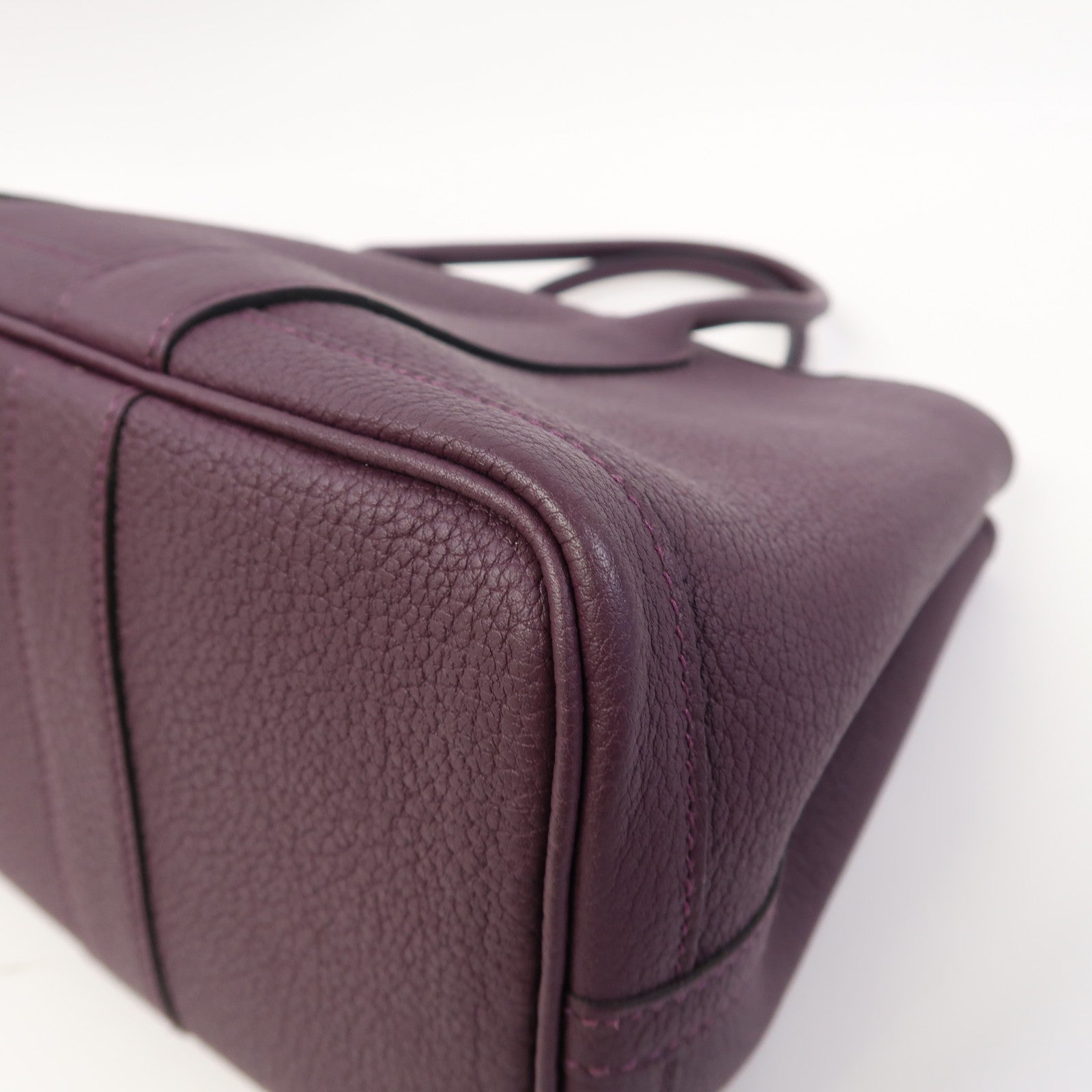 HERMES Negonda皮革Garden Party TPM銀扣手挽袋Raisin /葡萄紫色