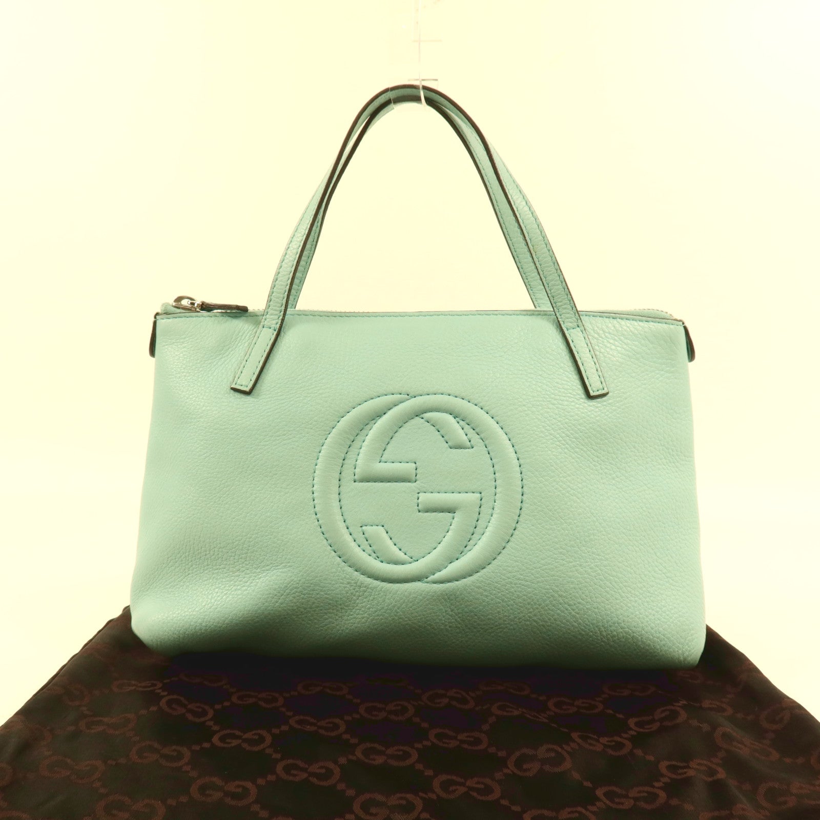 GUCCI 牛皮皮革Hand Bag銀扣手挽袋