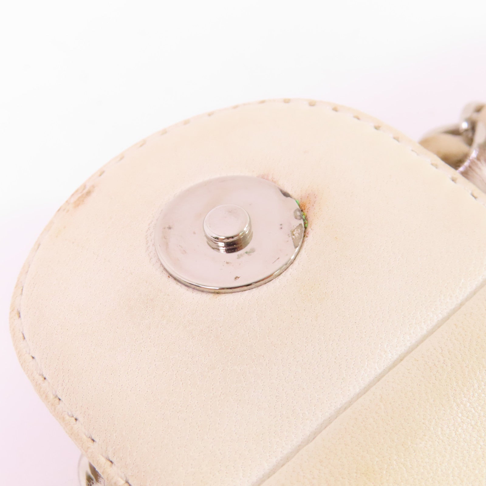 CHANEL 毛絨Shoulder Bag銀扣鏈帶肩背袋米白色