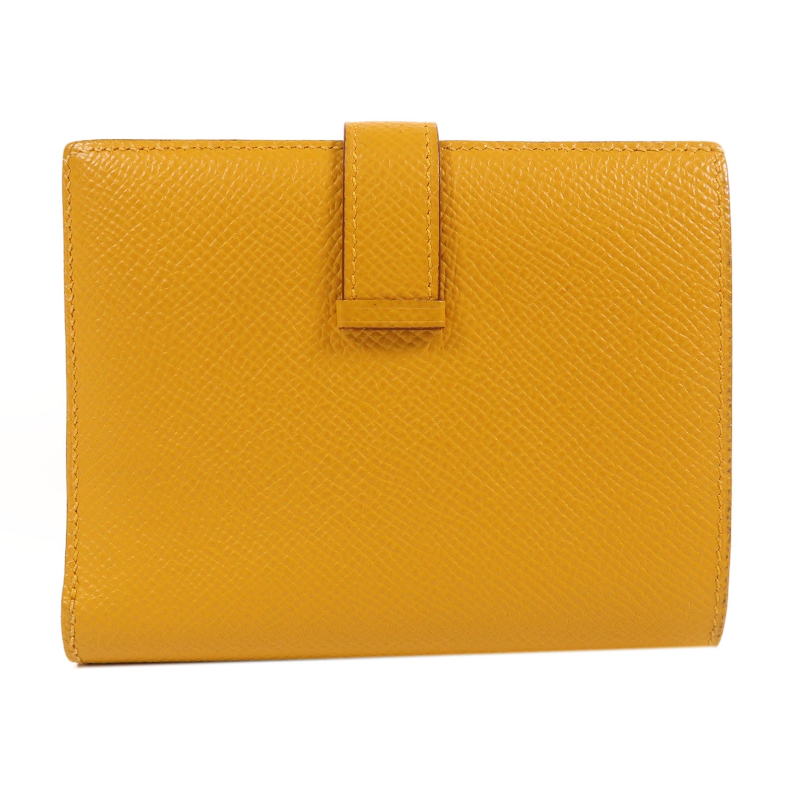HERMES Epsom皮革Wallet金扣錢包黃色