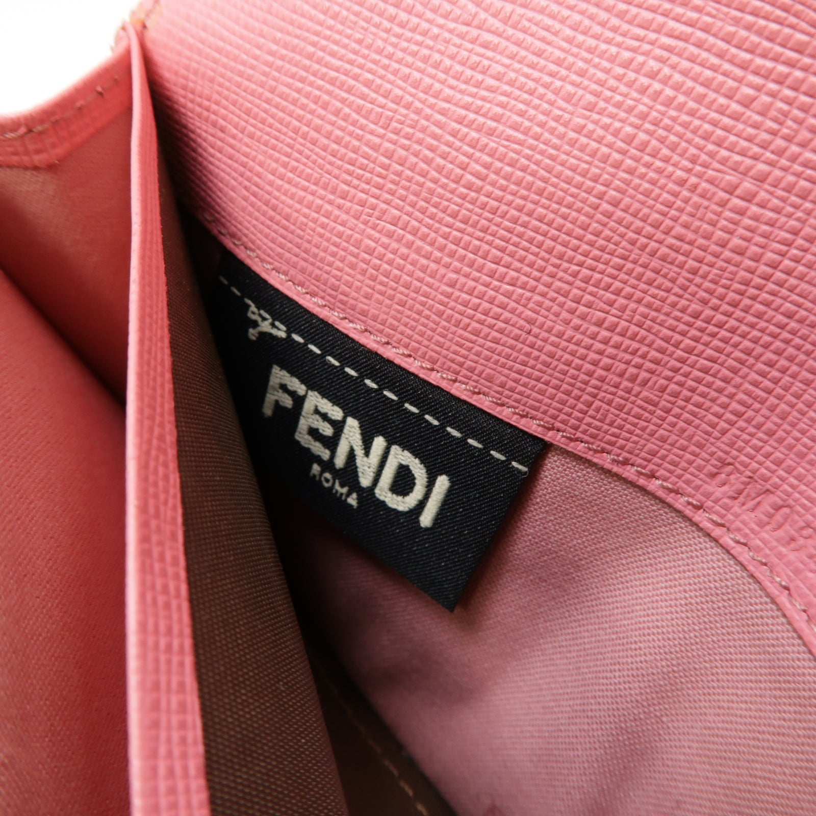 FENDI 【激減優惠】塗層帆布Long Wallet銀扣長錢包粉紅色