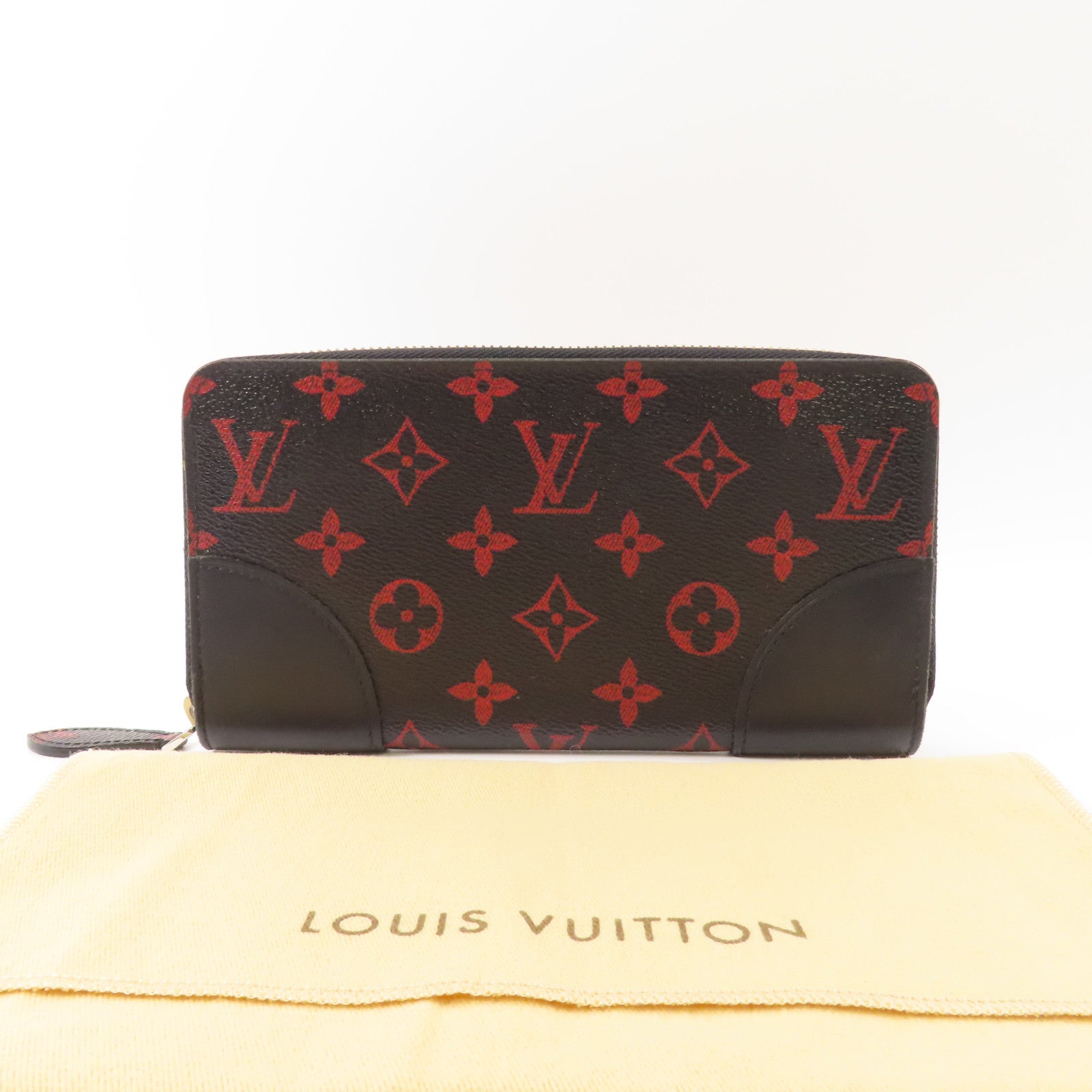 LOUIS VUITTON Monogram Anfra Rouge Zipper Long Wallet銀扣長錢包
