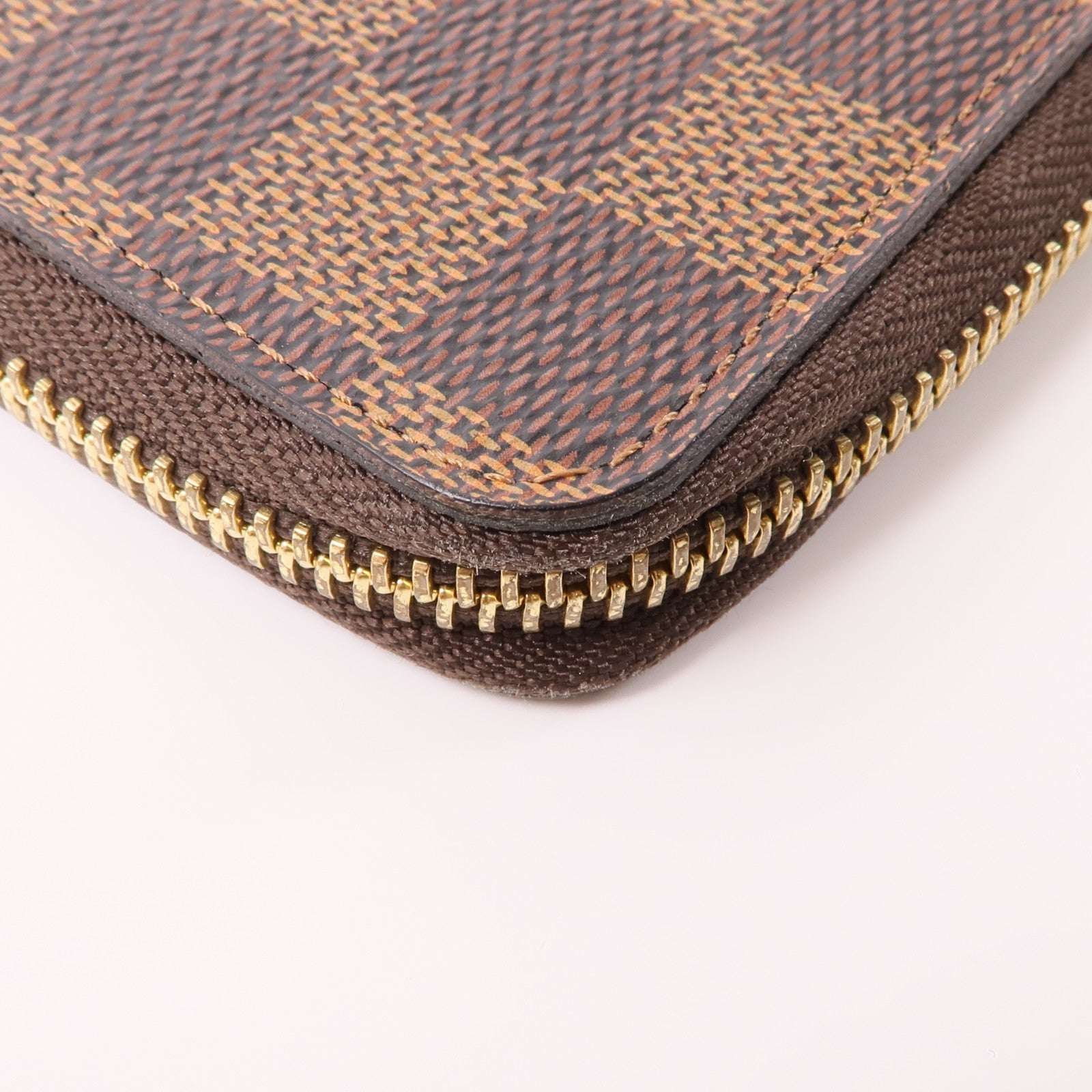 LOUIS VUITTON Damier Clemence金扣長錢包棕色