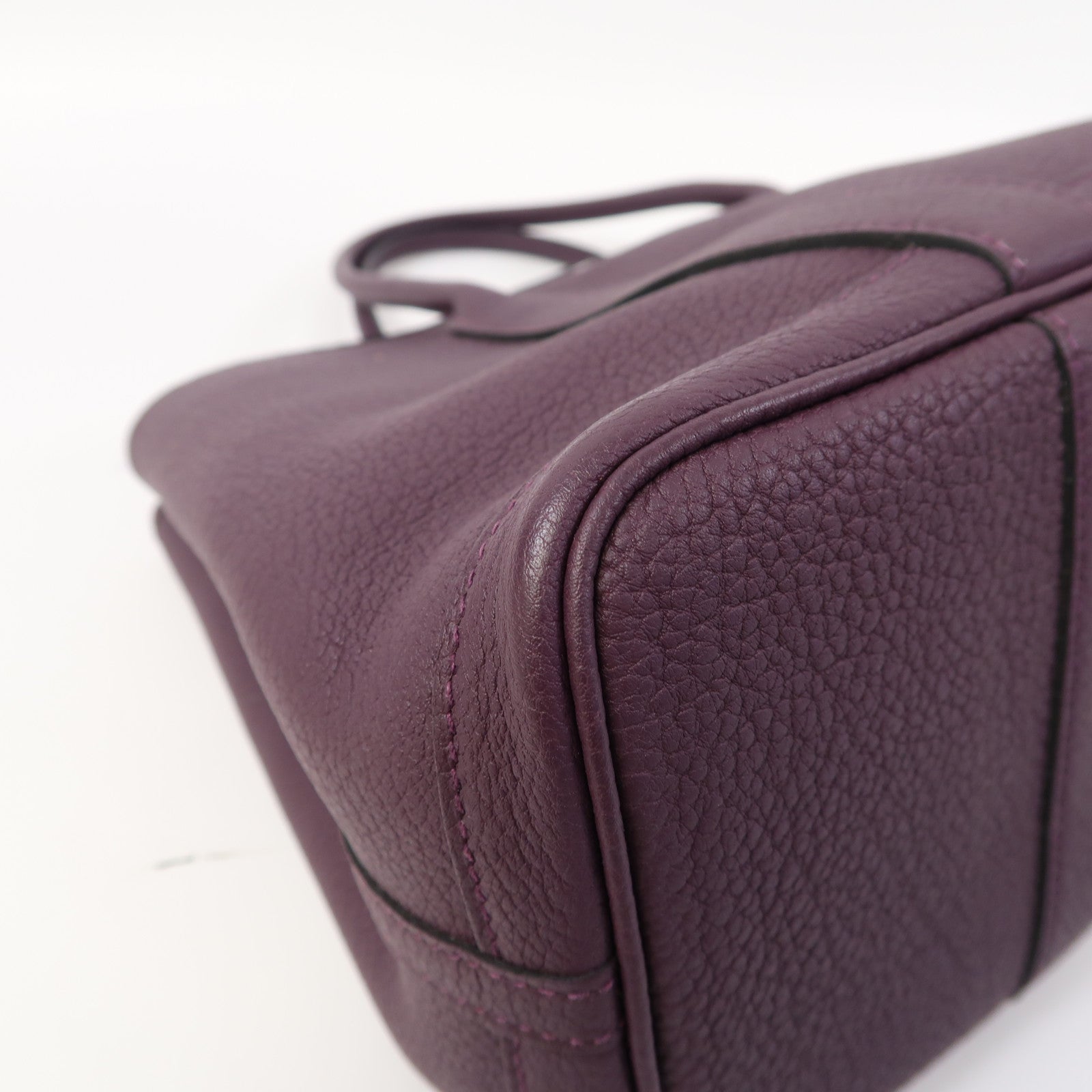 HERMES Negonda皮革Garden Party TPM銀扣手挽袋Raisin /葡萄紫色