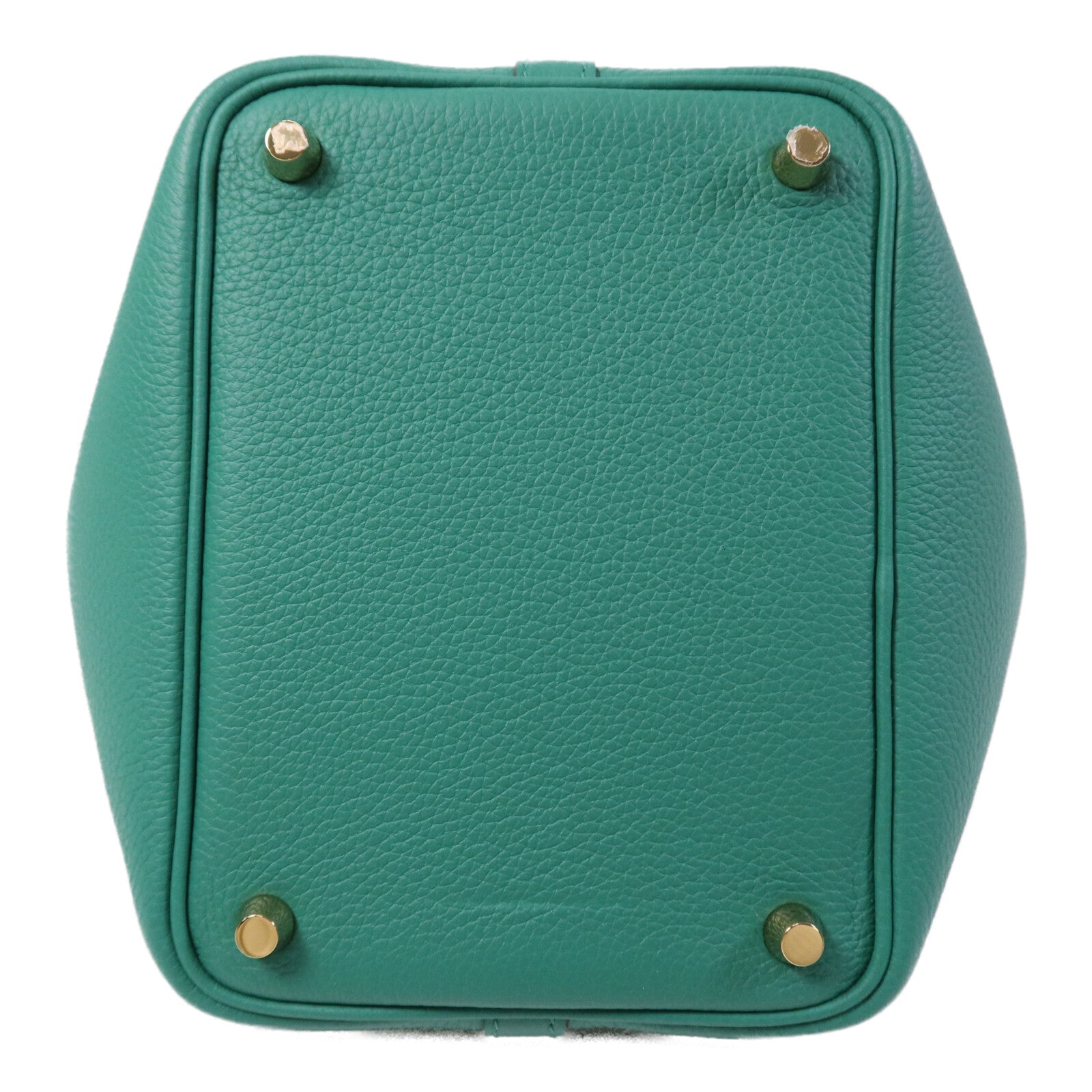 HERMES Clemence皮革Picotin PM金扣手挽袋Vert Vertigo