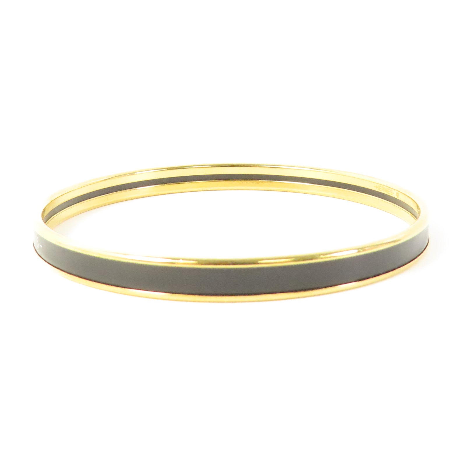 HERMES 琺瑯Uni Bangle手鐲黑色/金色