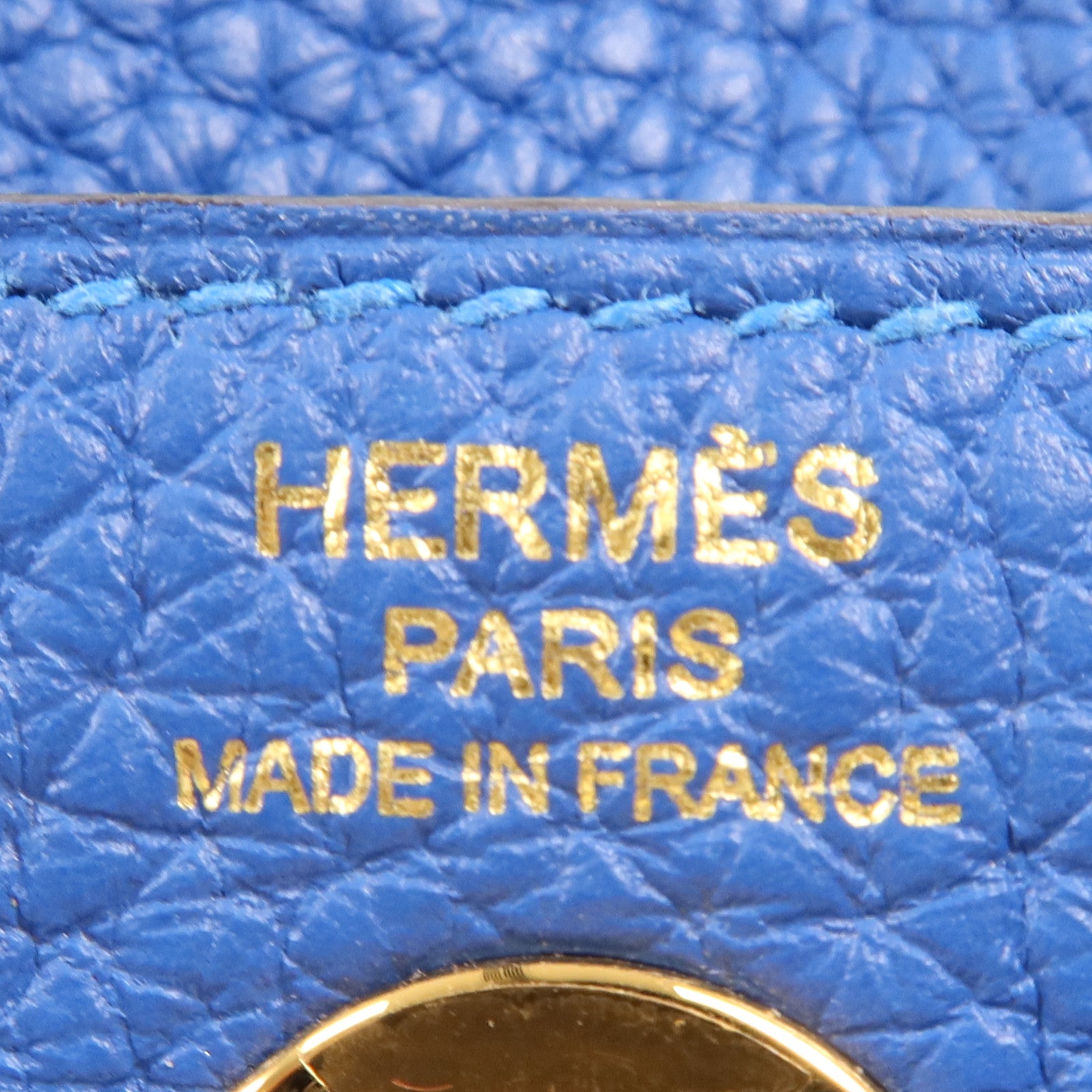 HERMES Clemence皮革Mini Lindy金扣手挽肩背兩用袋Bleu France