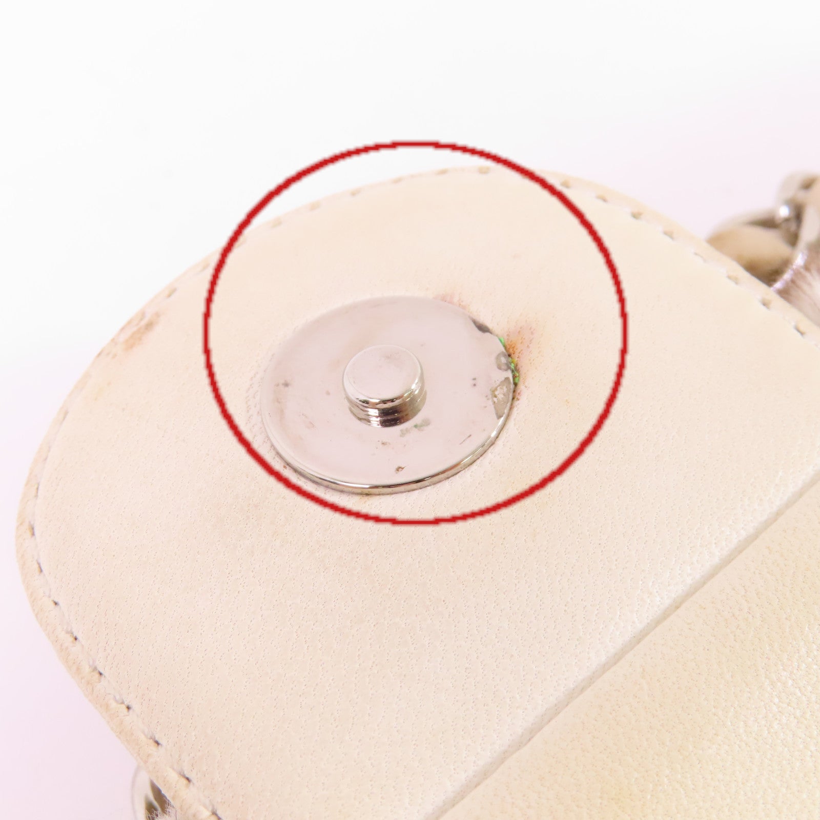 CHANEL 毛絨Shoulder Bag銀扣鏈帶肩背袋米白色