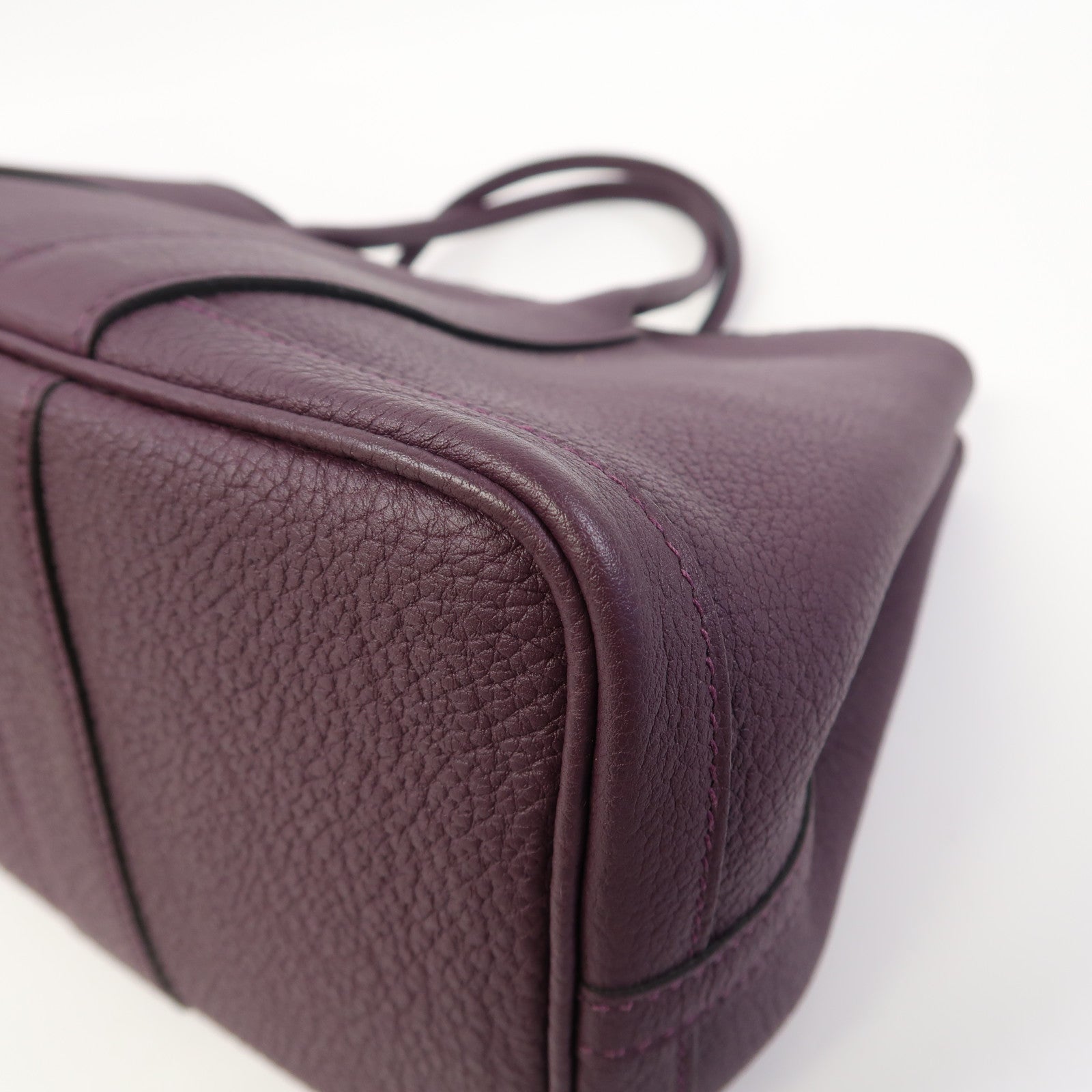 HERMES Negonda皮革Garden Party TPM銀扣手挽袋Raisin /葡萄紫色