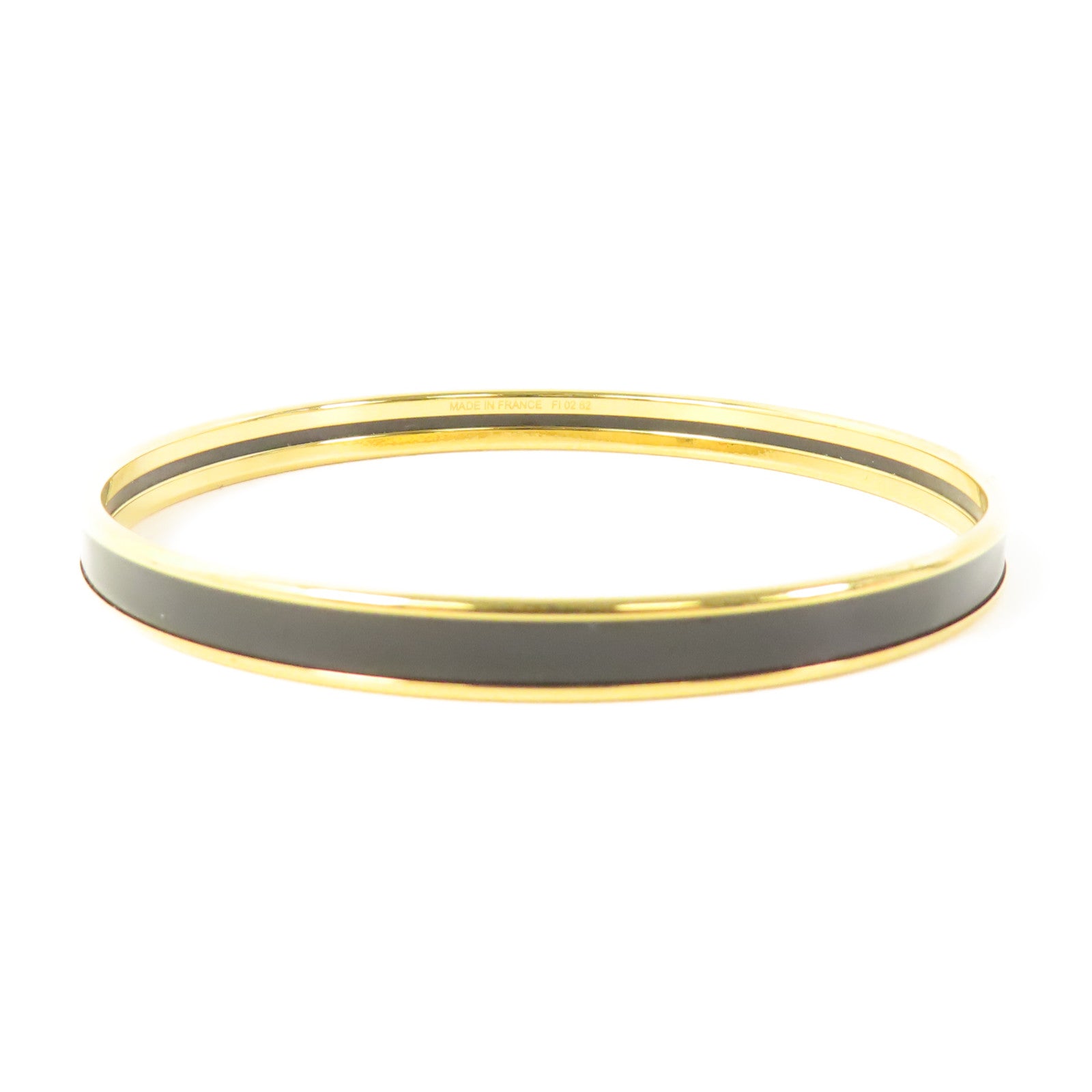 HERMES 琺瑯Uni Bangle手鐲黑色/金色