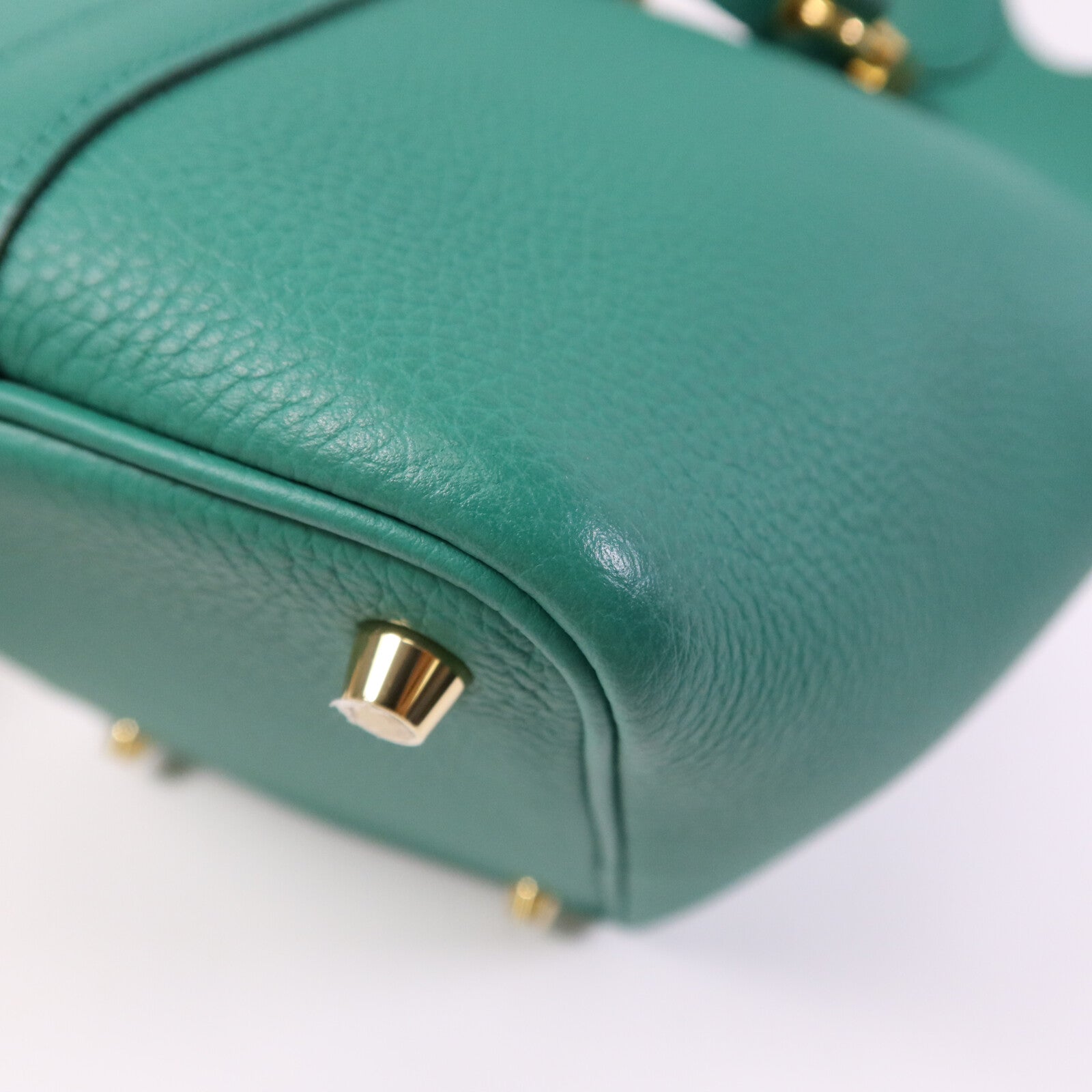 HERMES Clemence皮革Picotin PM金扣手挽袋Vert Vertigo