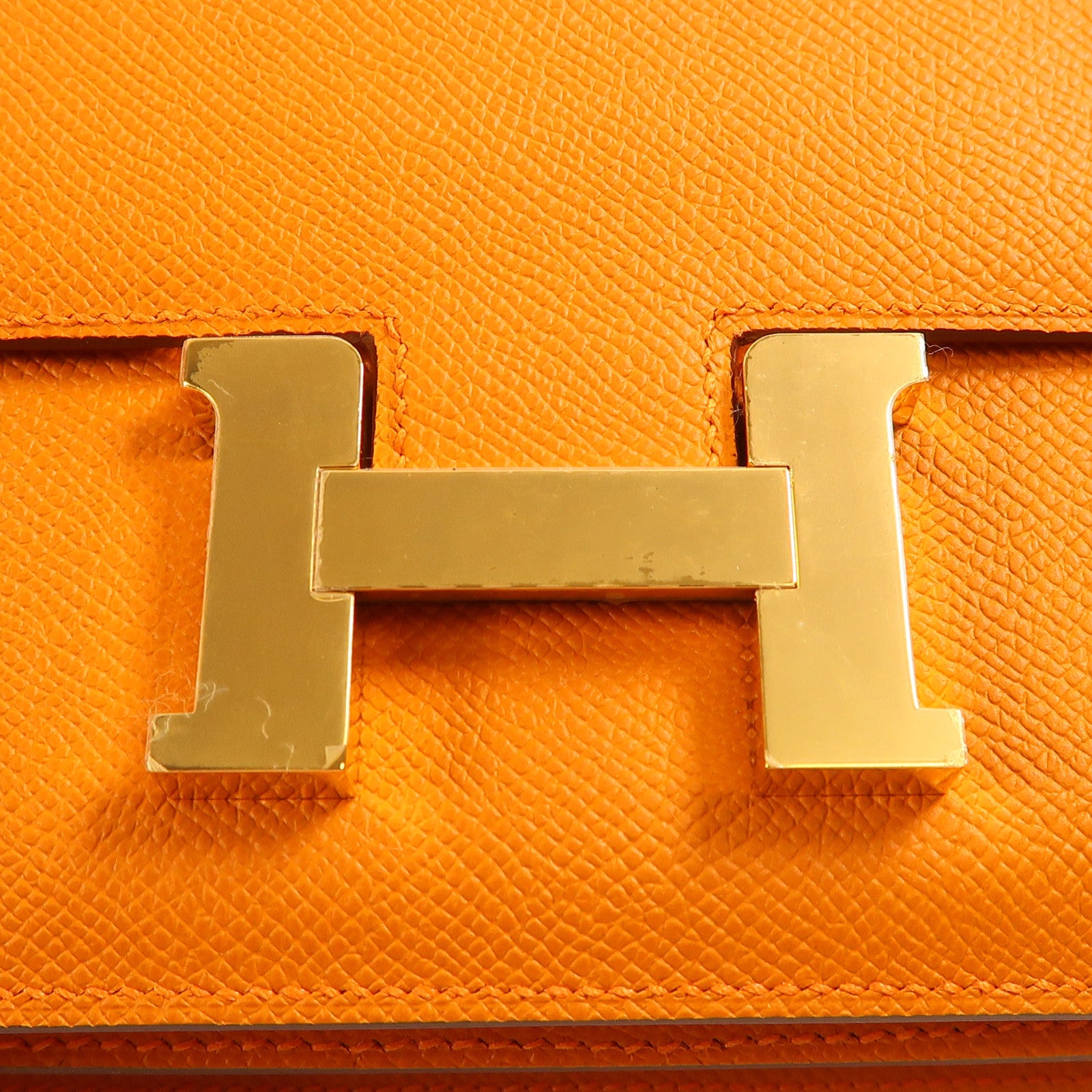 HERMES Epsom皮革Constance Mini金扣肩背袋Orange