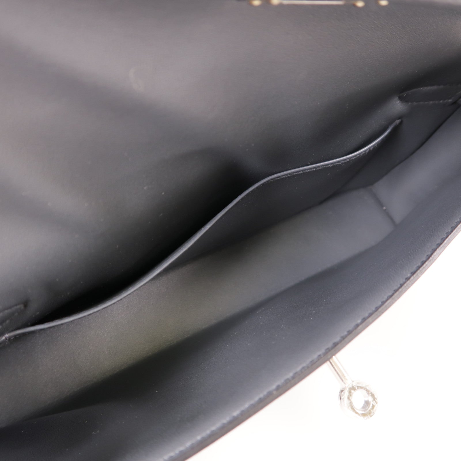 HERMES 【激減優惠】Madame皮革Kelly Elan銀扣肩背袋Gris Misty灰色