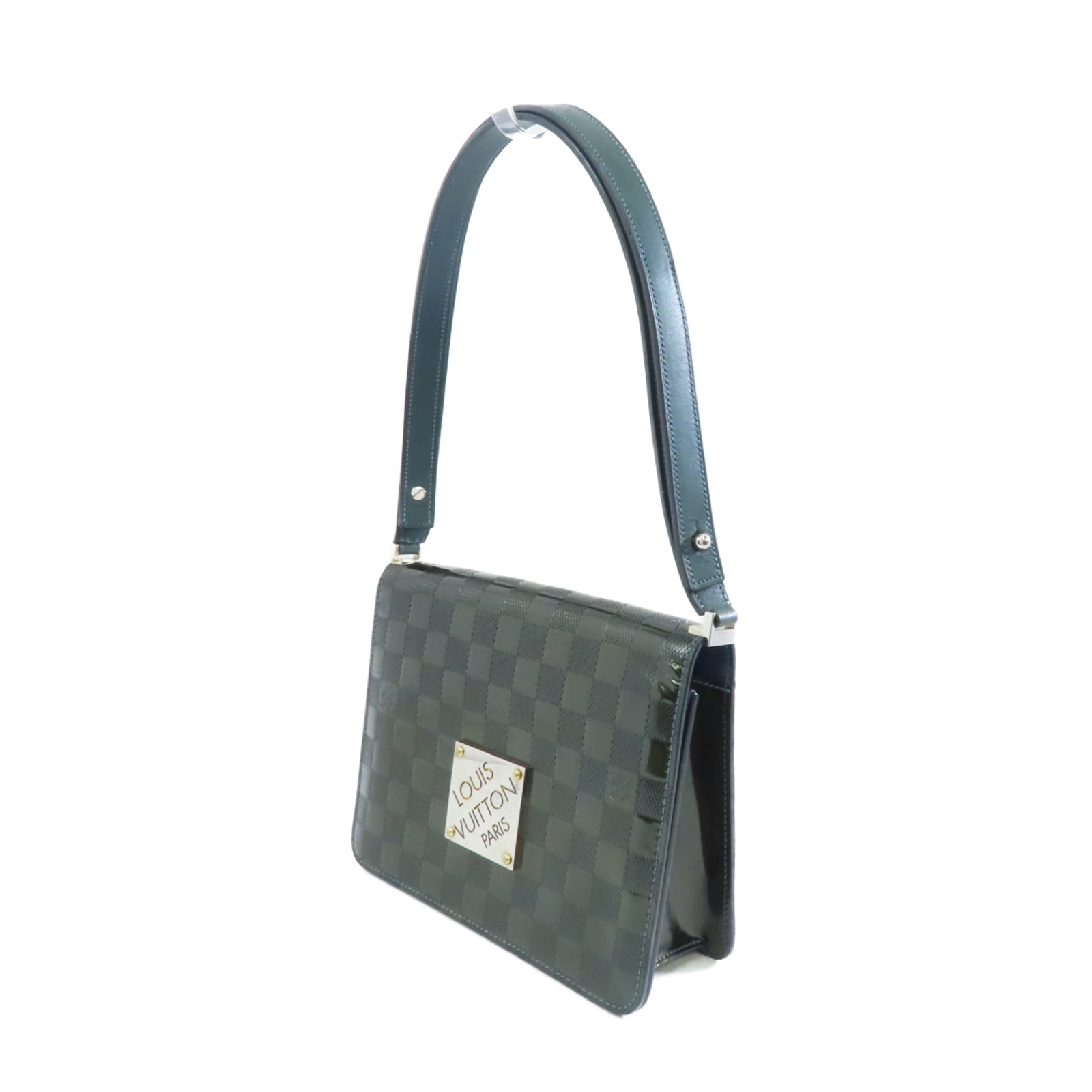LOUIS VUITTON Damier Vernis Cabaret銀扣肩背袋綠色