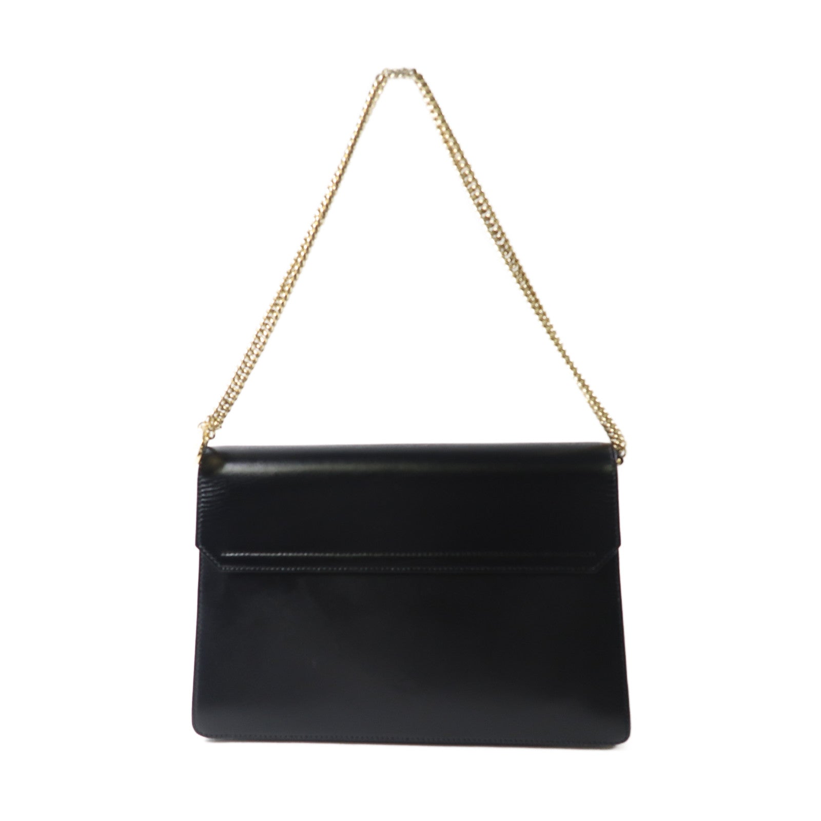 GIVENCHY 牛皮皮革GV3金扣鏈帶手挽肩背兩用袋黑色