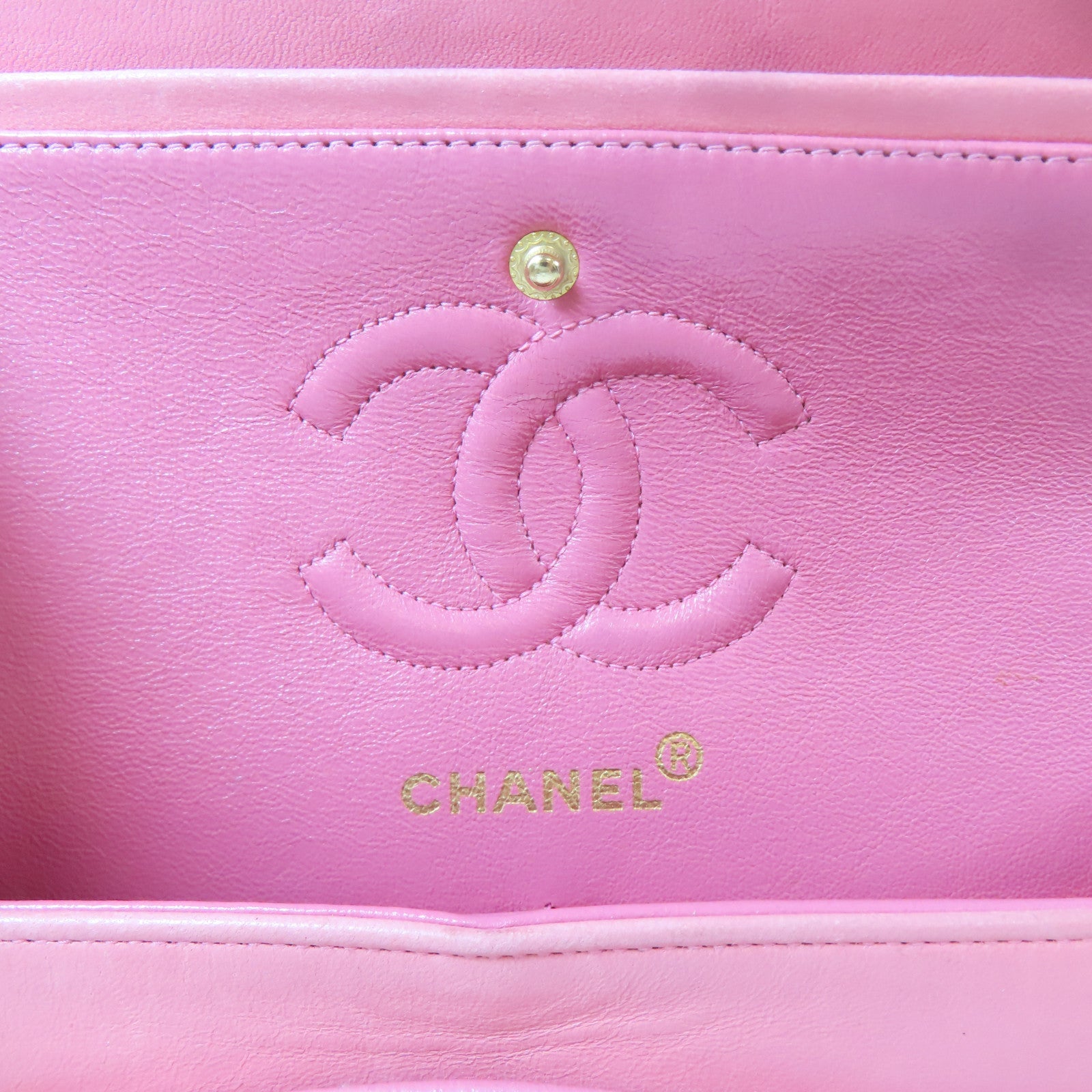 CHANEL 菱格羊皮皮革Chain Shoulder Bag金扣鏈帶肩背袋粉紅色