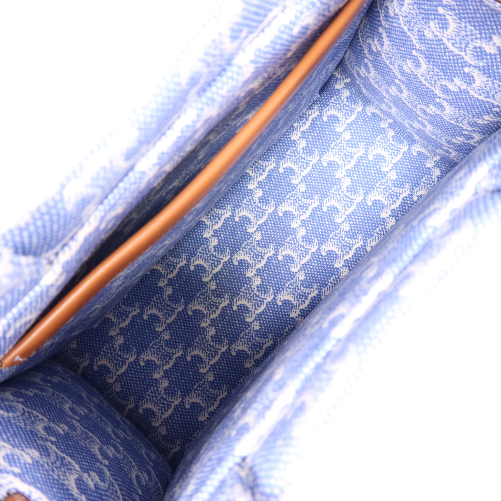 CELINE GHW Small Cabas Thais 2 Way Shoulder Bag Handbag Canvas Blue/White 6924