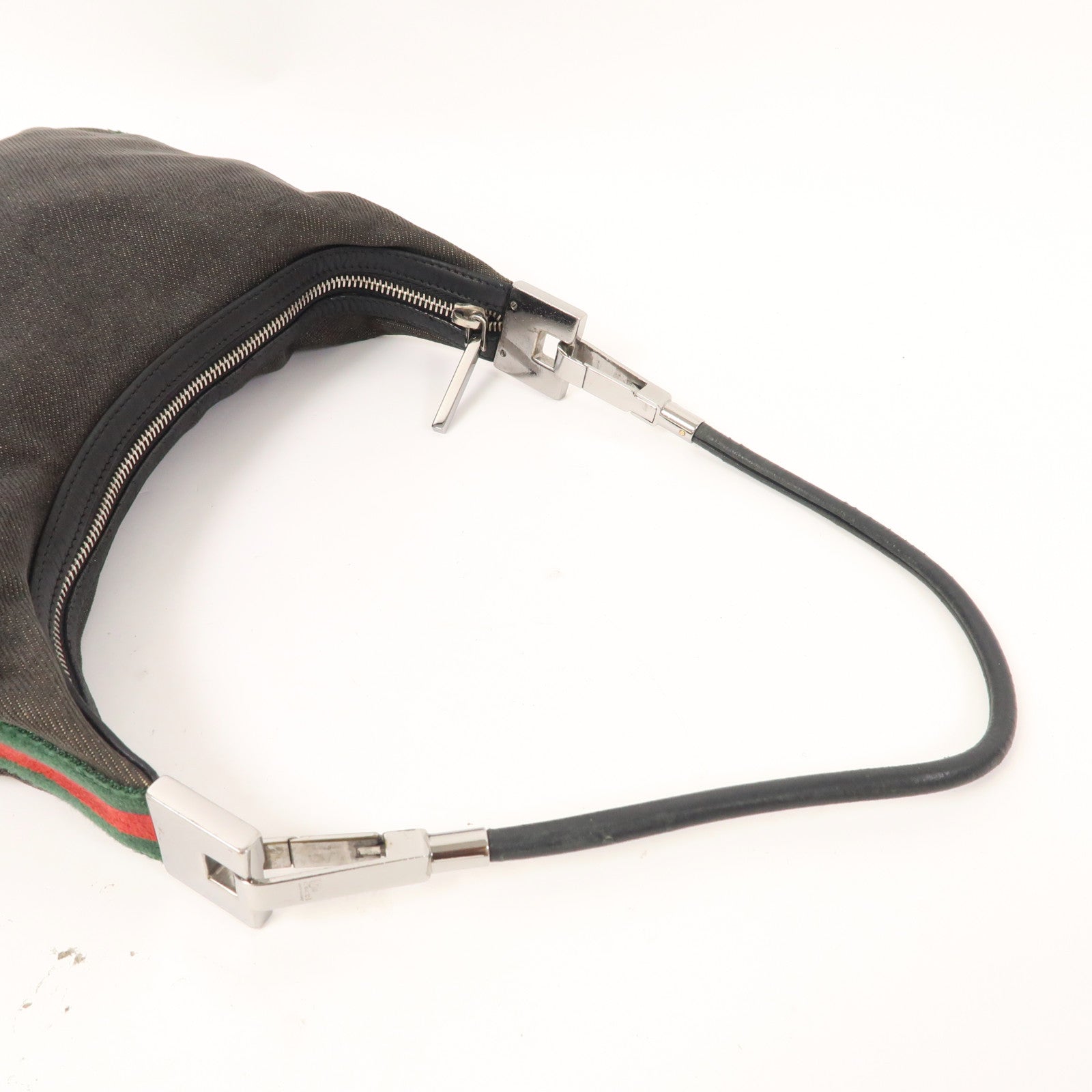 GUCCI 帆布Shoulder Bag銀扣肩背袋黑色