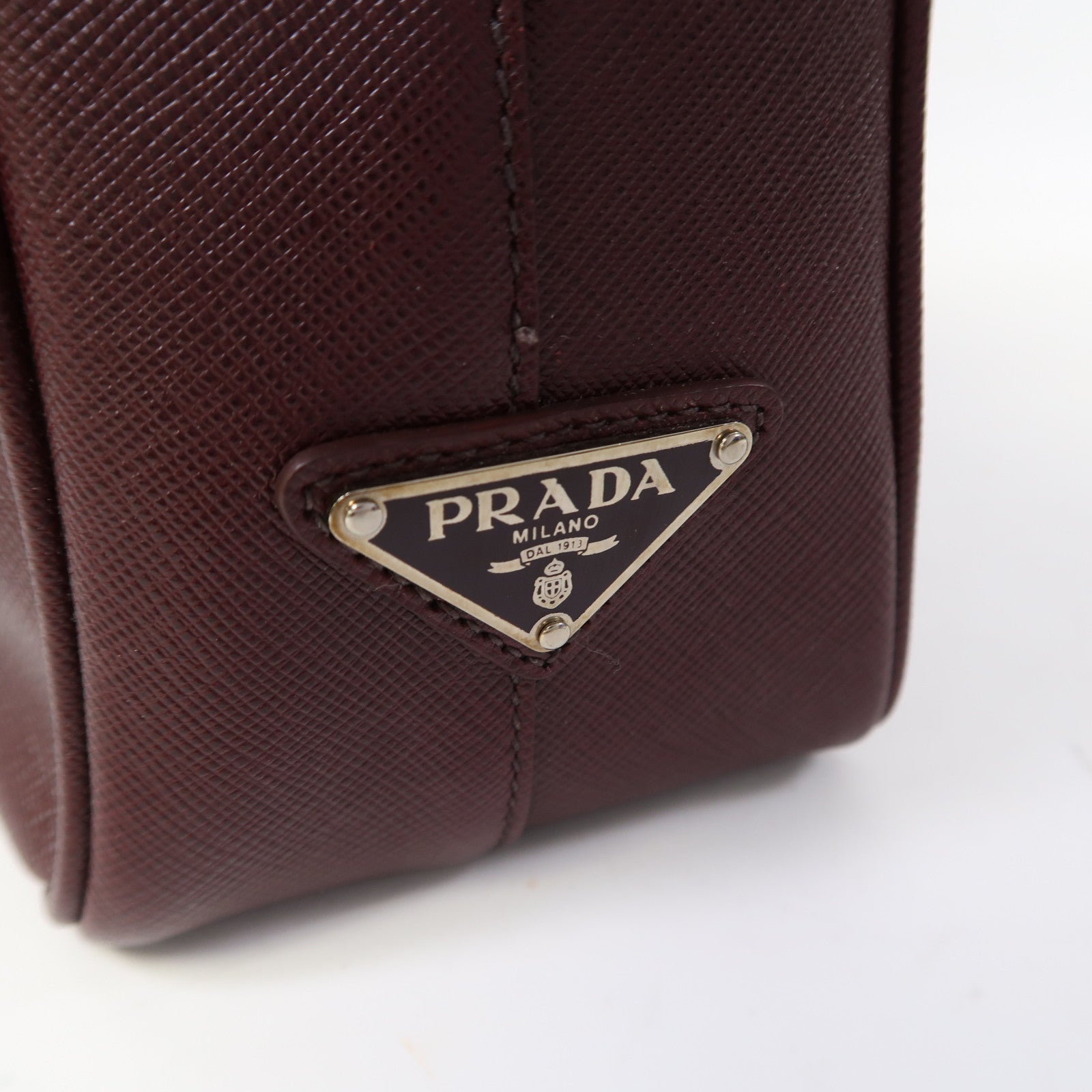 PRADA Saffiano皮革Briefcase Bag銀扣公事包酒紅色