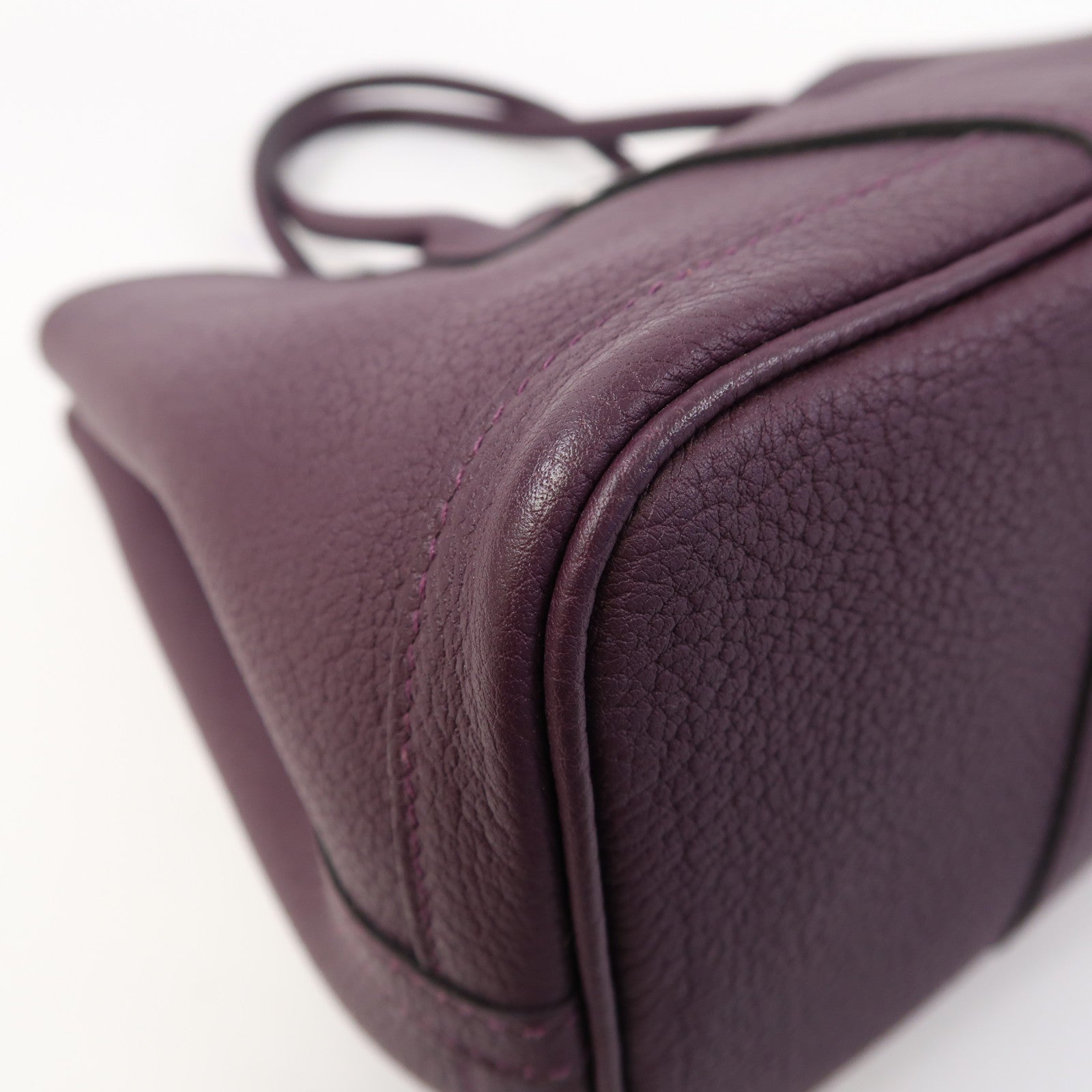 HERMES Negonda皮革Garden Party TPM銀扣手挽袋Raisin /葡萄紫色