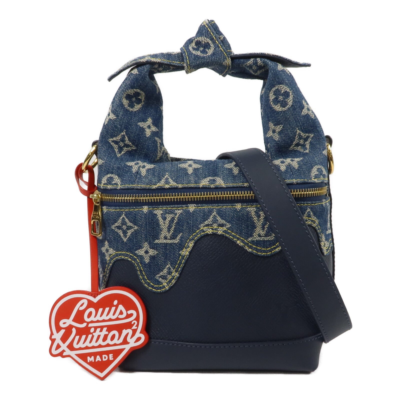 LOUIS VUITTON Monogram Denim/Taurillon Japanese Cruiser手挽肩背兩用袋