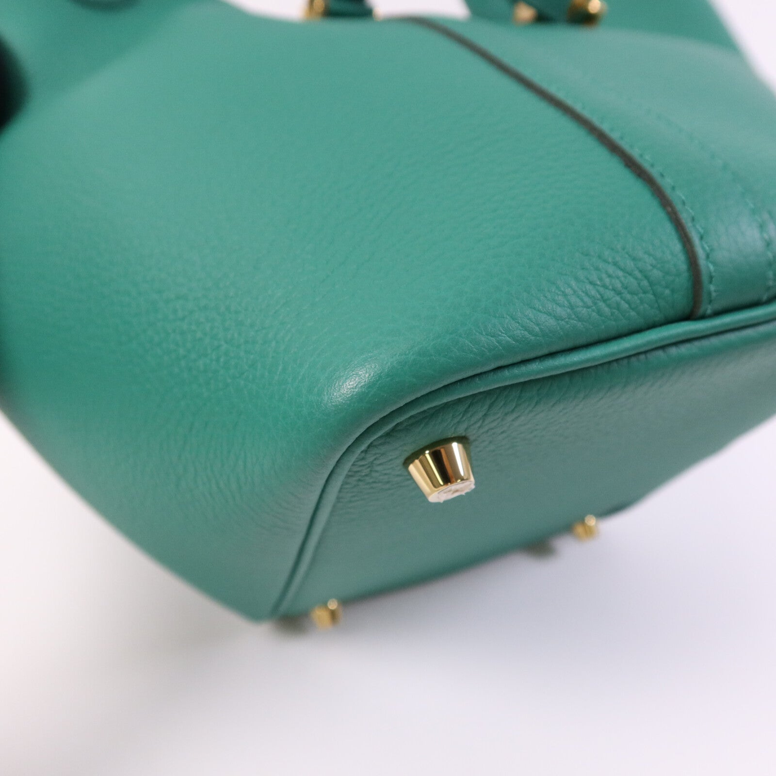 HERMES Clemence皮革Picotin PM金扣手挽袋Vert Vertigo