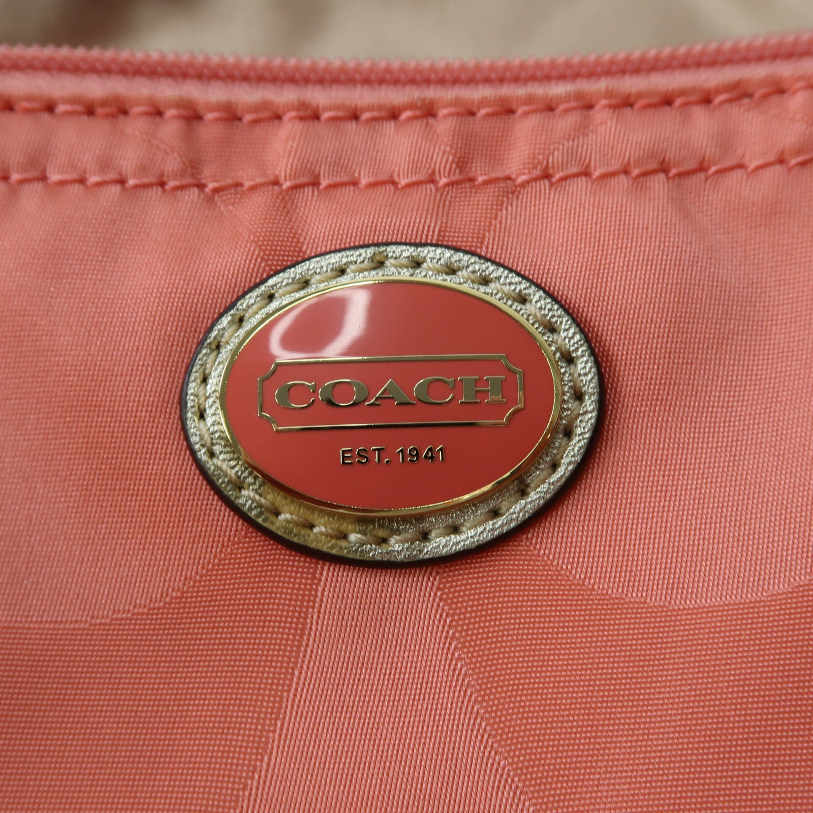 COACH 【激減優惠】尼龍Tote Bag金扣手挽袋粉紅色