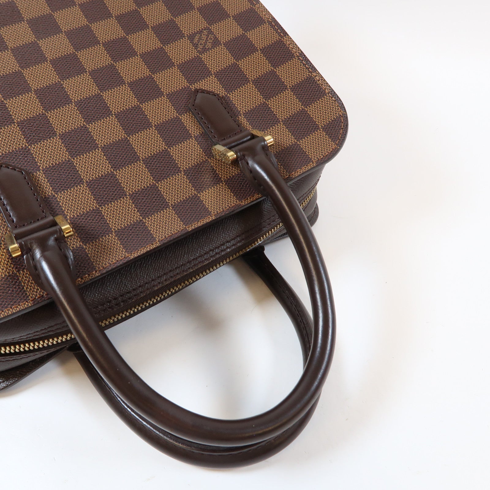 LOUIS VUITTON Damier Triana金扣手挽袋啡色