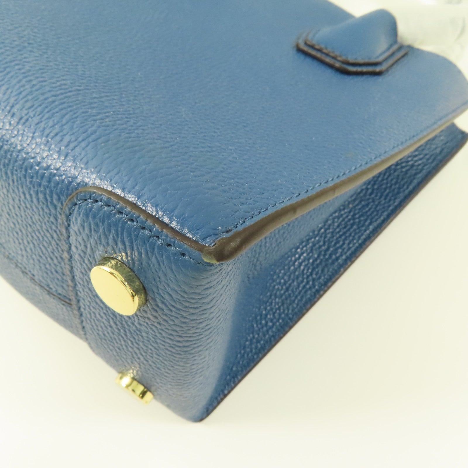 Michael Kors GHW 2way Shoulder Bag Calfskin Leather Blue