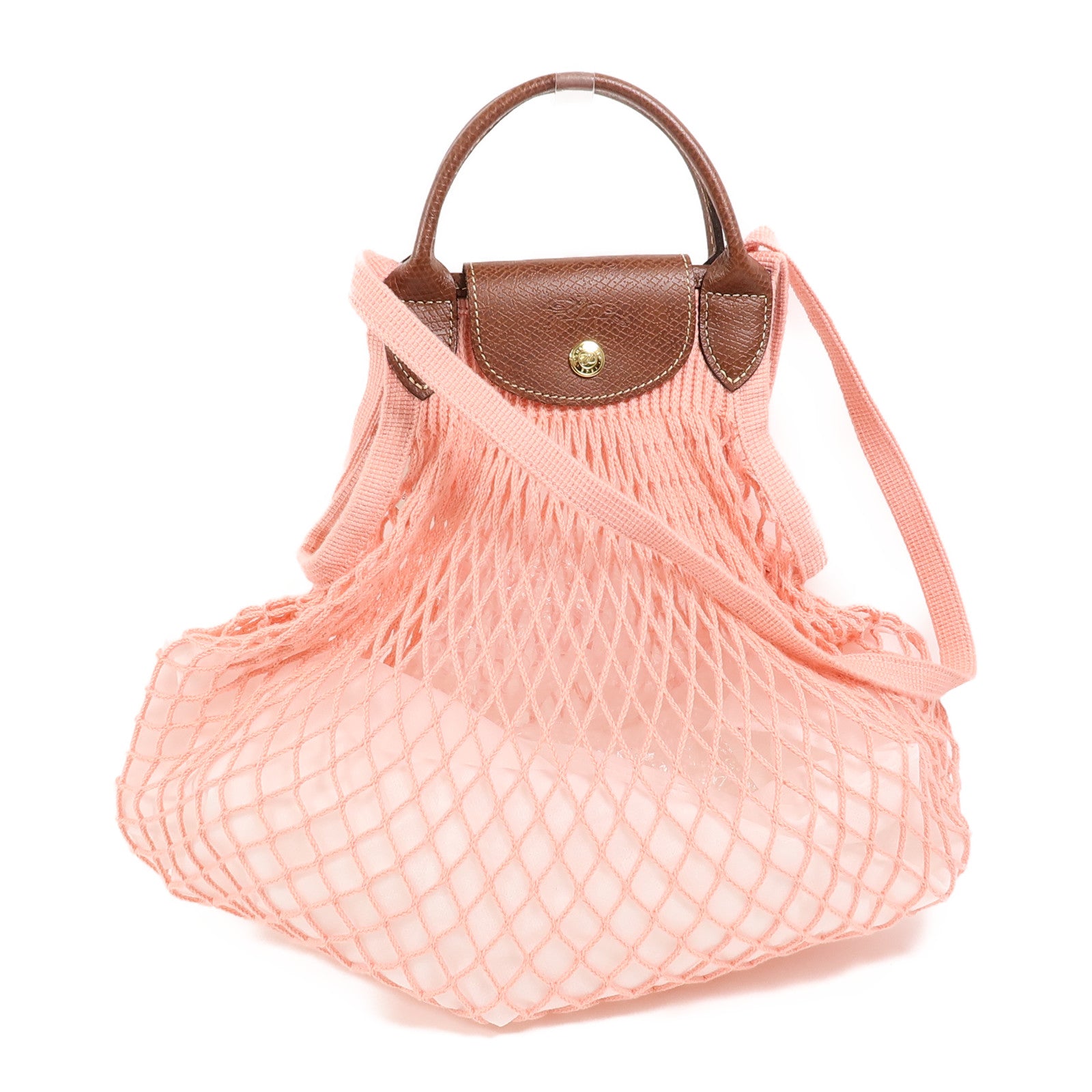 Longchamp 針織布料Le Pliage Filet手挽肩背兩用袋